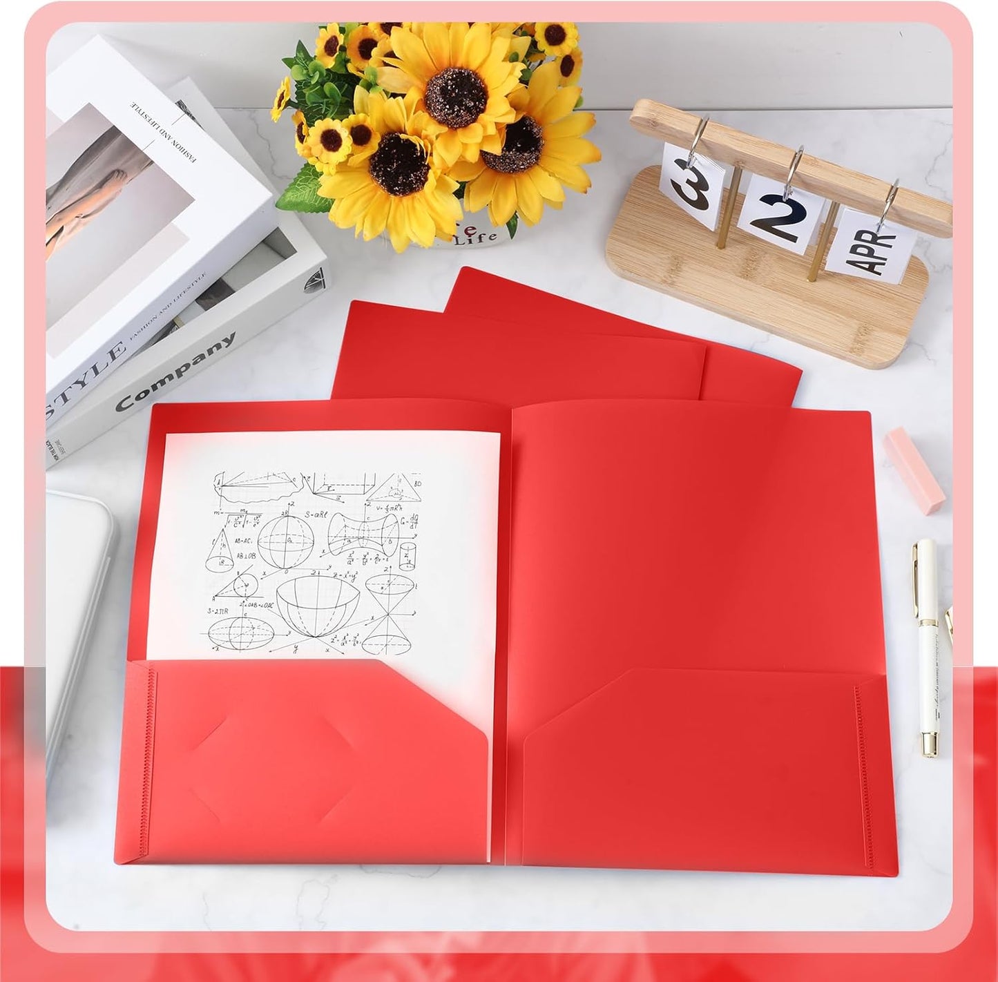 Gueevin 50 Pcs Plastic Folders with Pockets, Back to School Two Pocket Folder Fit Letter Size, Heavy Duty School Business Card Holder for Home Office, 11. 61 x 9. 45 Inches (Multicolor)