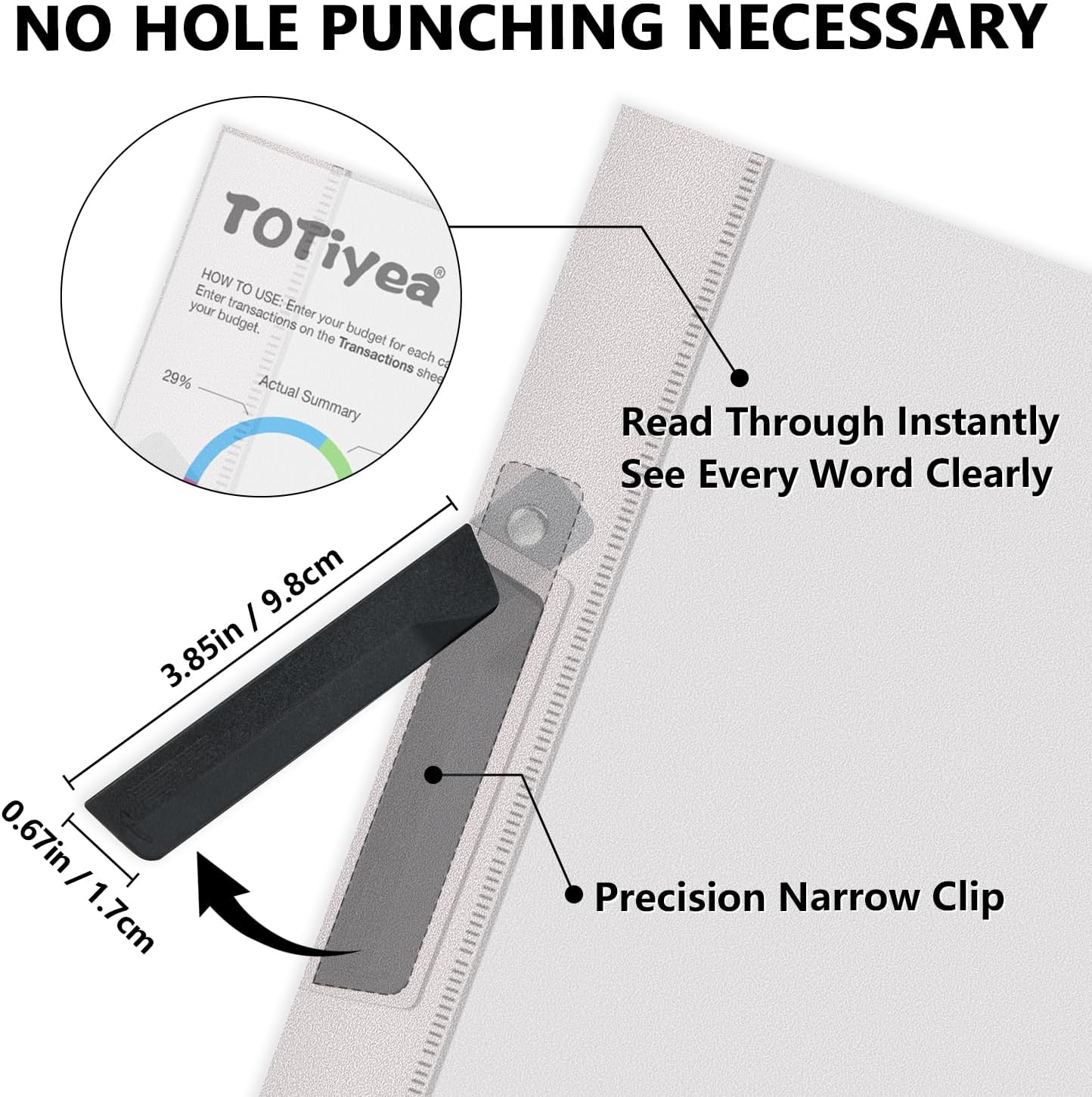 TOTiyea 10 Pack Clear Report Covers with Swing Clip, File Folder with Swing Clip, 30 Sheets Capacity, Slide Locking Report Covers, Letter Size, Clear
