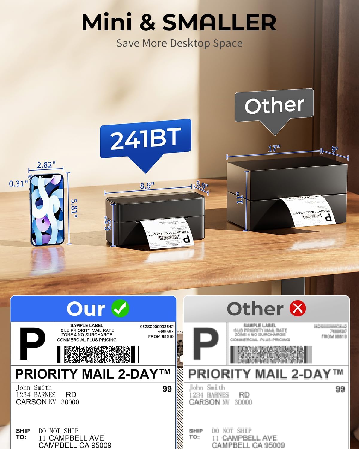 Phomemo Label Printer, 4x6 Shipping Label Printers for Small Business, Wireless Thermal Printer Compatible with Android&iOS, Windows, Chrome, Bluetooth Printers Used for Amazon, Ebay, Shopify, USPS