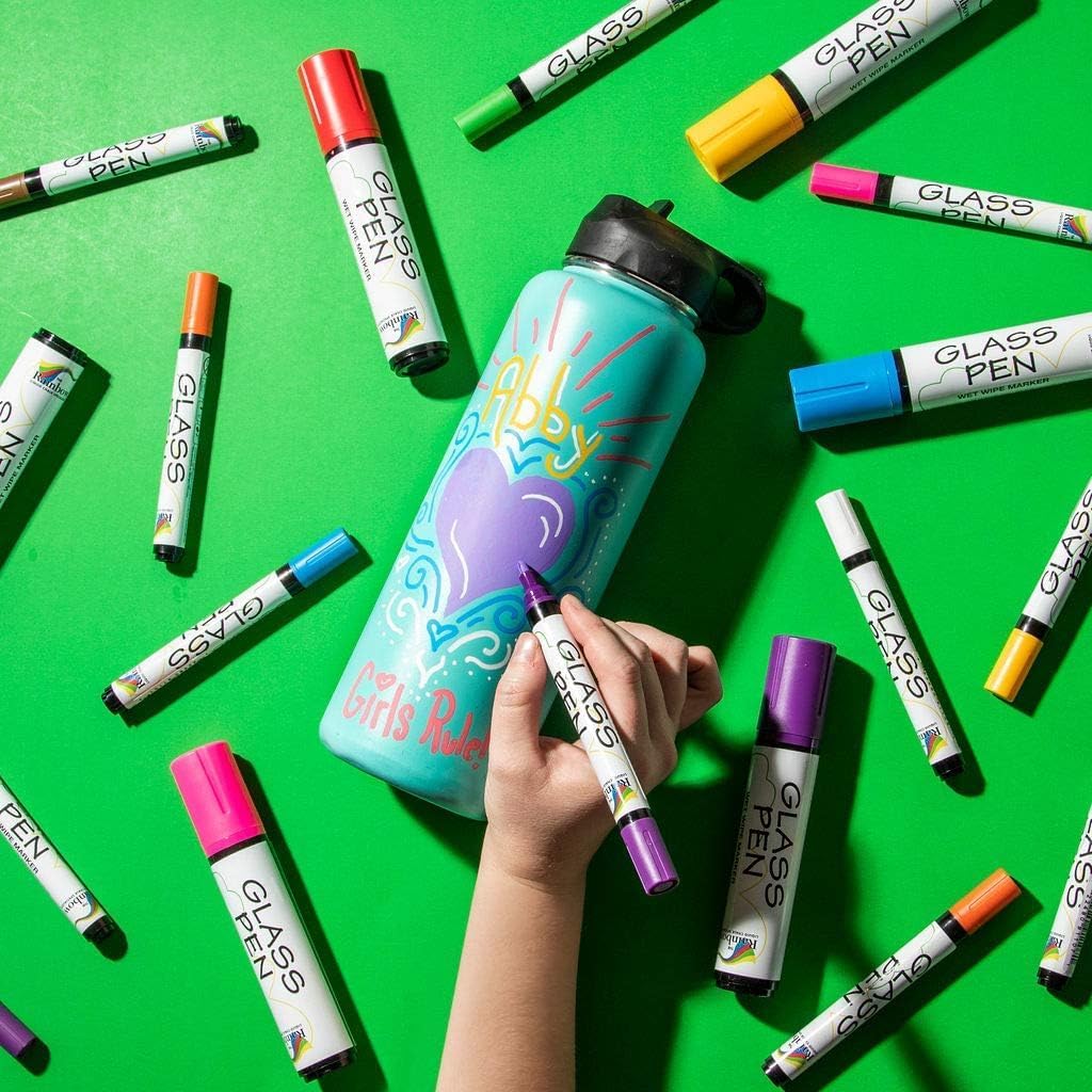 Glass Pen Window Marker: Liquid Chalk Pens for Glass, Whiteboard Markers with Washable Paint - Graduation, Car Windows, Mirror Pen, Storefront, Wedding, Parade, Party & Holiday (5 Pens - Fine Tip)