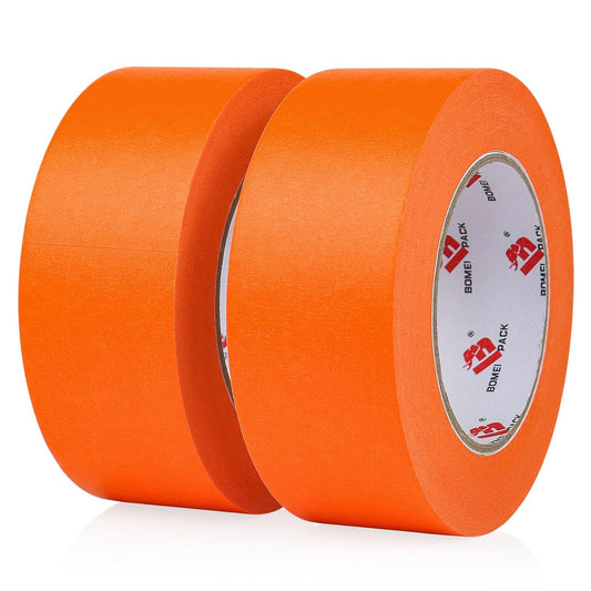 BOMEI PACK Painters Tape 2 inch, 2 Pack Paint Orange Masking Tape 2 inch x 55 Yards for Walls Painting, Labeling, DIY Crafting, Decoration and School Projects