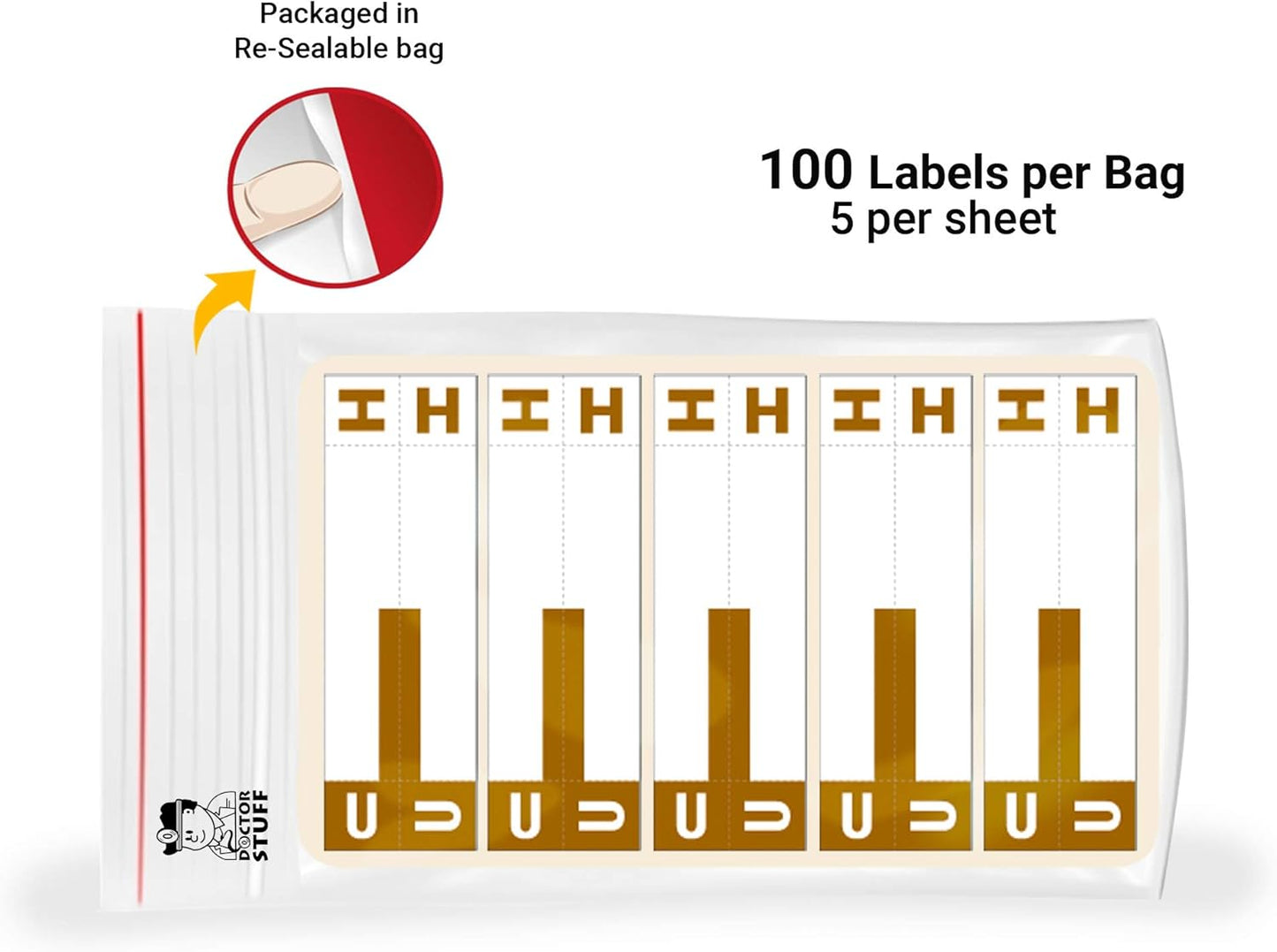 Doctor Stuff - File Folder Labels, Alphabet Letters, H/U, Compatible with Smead NCC - SNCC Series Alpha Stickers Dark Brown, 1-5/32" x 3-5/8, 100/Package