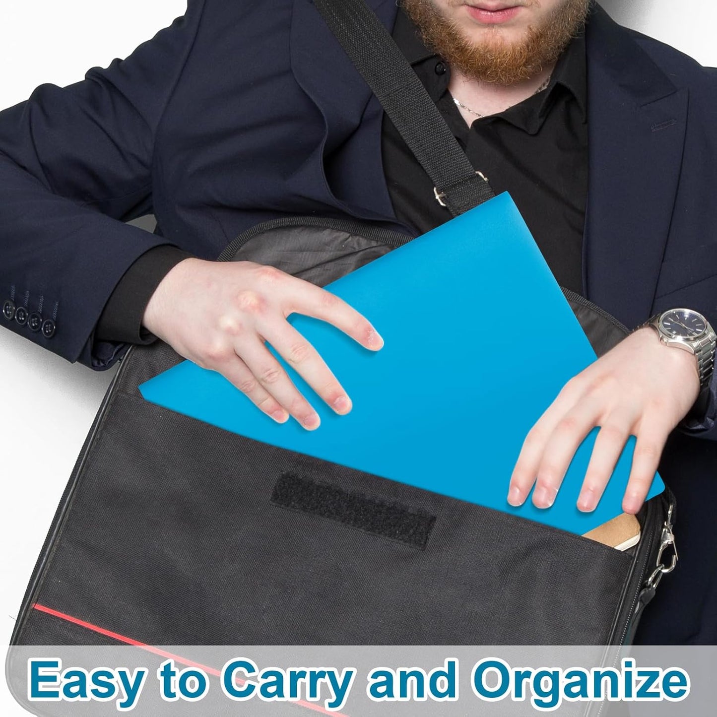 Plastic Folders with Pockets,2-Pocket Poly Folders Holds 8-1/2" x 11" Paper for School/Office/Home (Lake Blue, 12-Pack)