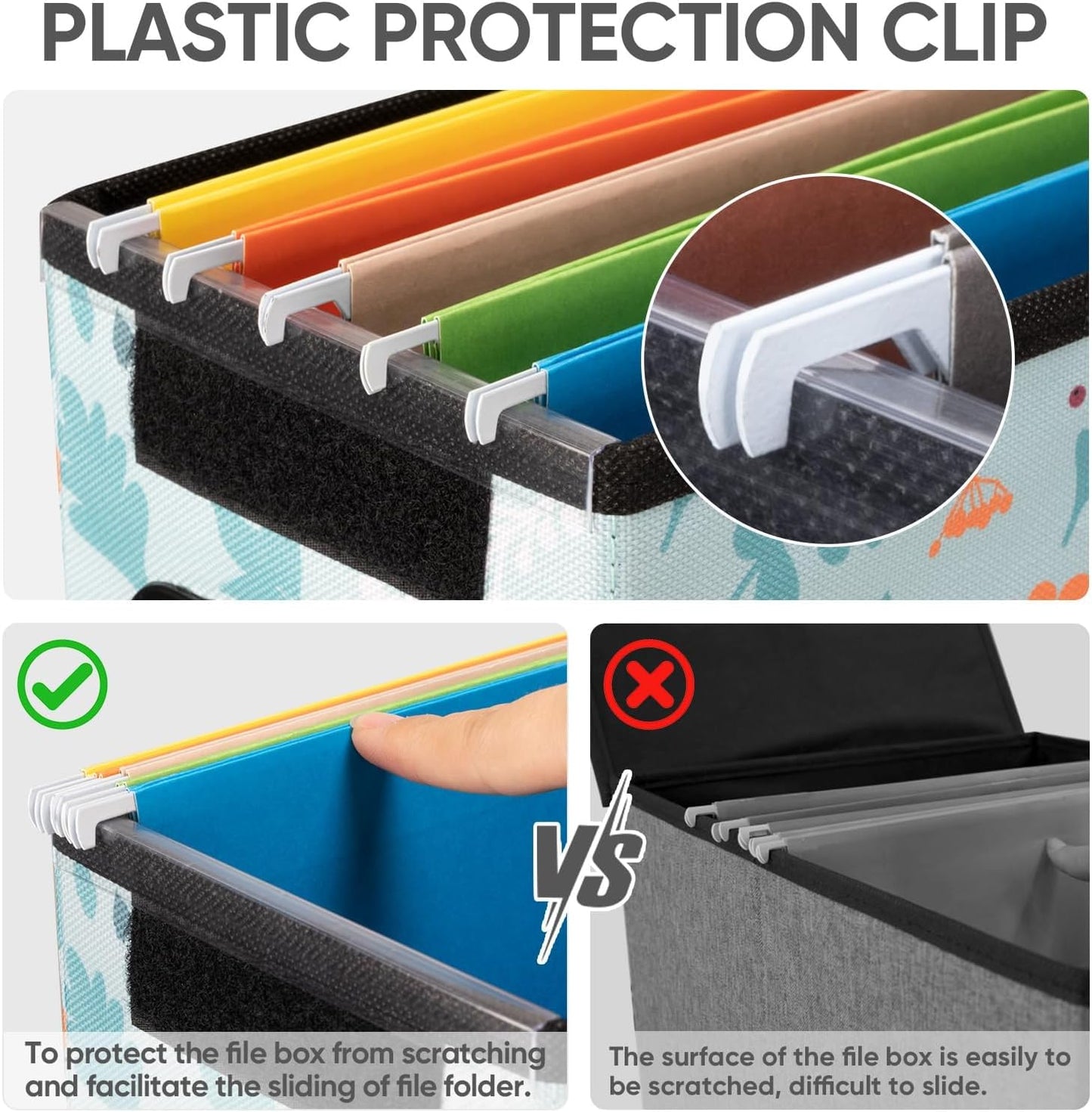 BALEINE File Organizer Box with Lid, Collapsible File Folder Organizer with Plastic Slide, Hanging File Folder Box for Office Document Storage (1 Pack, Spring Stroll, S)