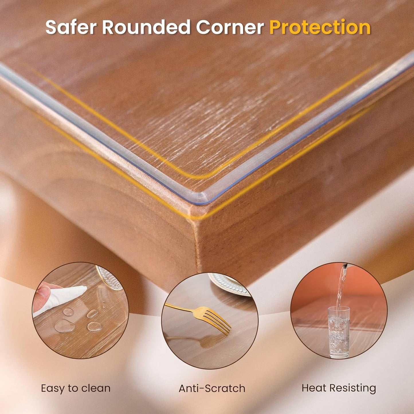 Clear Table Cover Protector, 38 x 80 Inch Table Protector for Dining Room Table, 1.5mm Thick Clear Plastic Table Cover, Pad Mat for Kitchen, Writing Desk Pad for Desktop