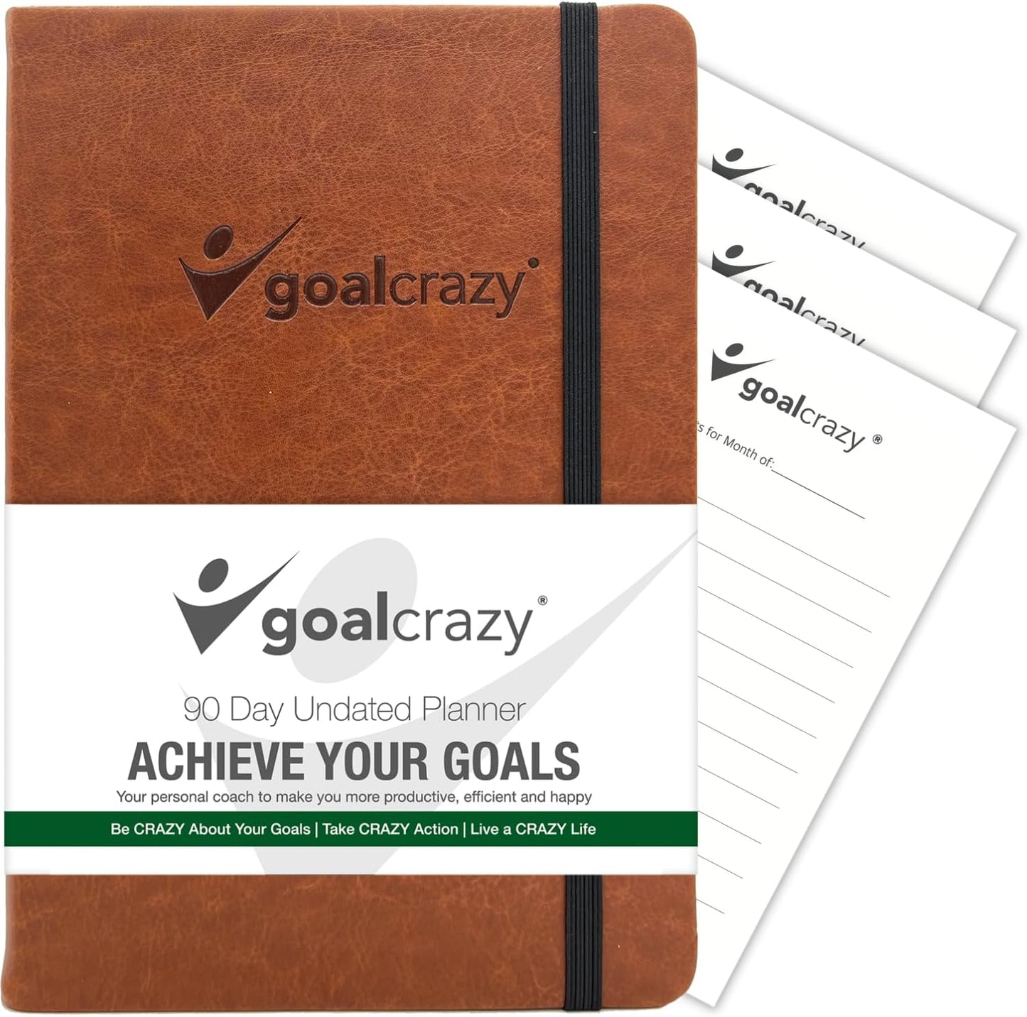 Undated Planner – 90 Day Guided Journal & Productivity Organizer, A5 Daily & Weekly Planner 2025 2026 with Goal Setting, Habit Tracker, To Do List, Academic & Work Calendar, Leather Hardcover - Brown