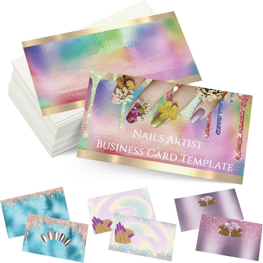 Custom Business Cards Personalized Business Cards for Small Business 300gsm Matte Paper Front & Back Sides Printed 3.5" x 2" - Nails Artist Template
