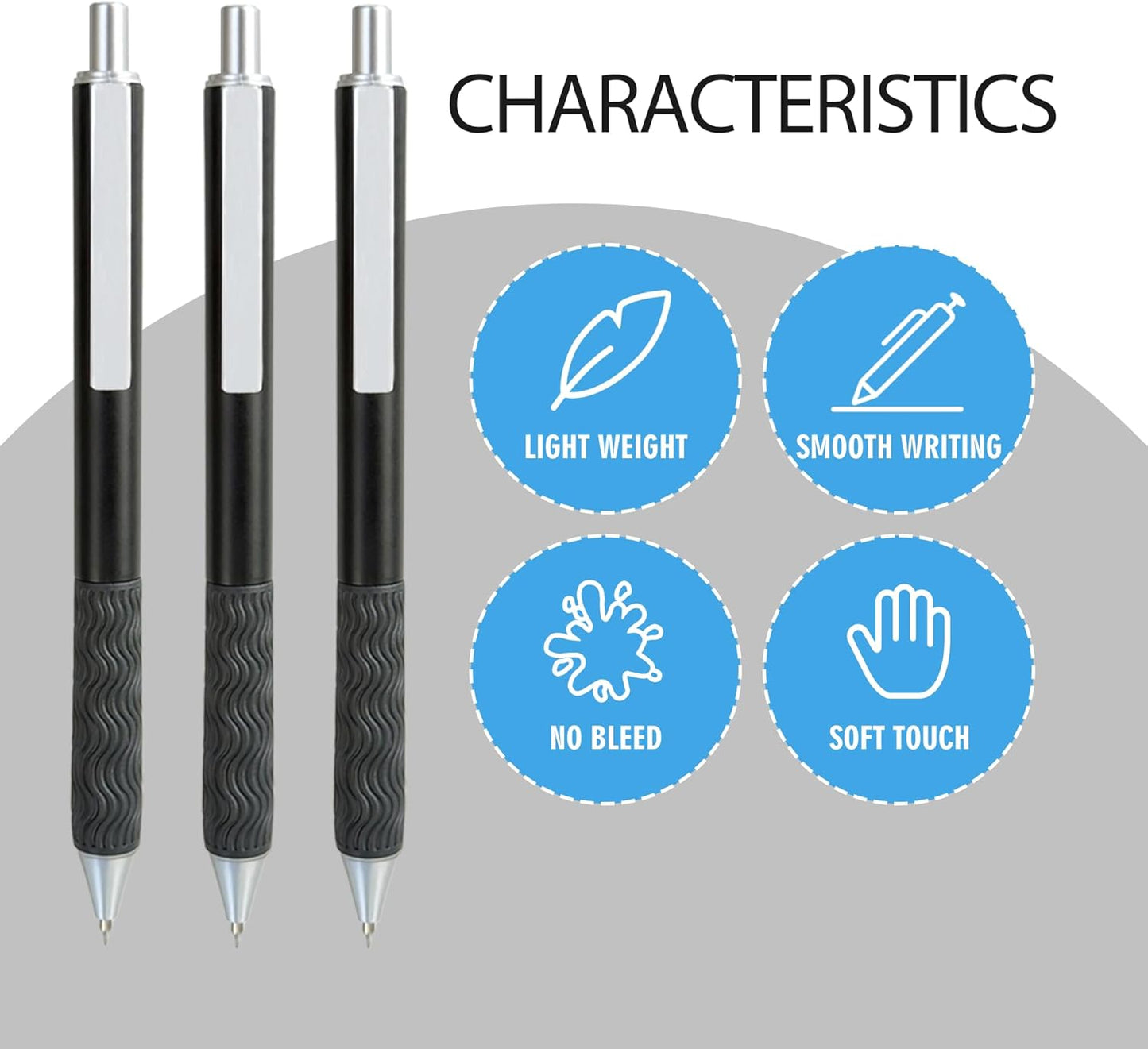 Black Gel Pens, 50 Pack Black Pens Bulk 0.5mm Black ink Fine Tip Pen, Smooth Writing, Click Gel Ink Roller Ball Pen for Office, nurses, families, and school diaries