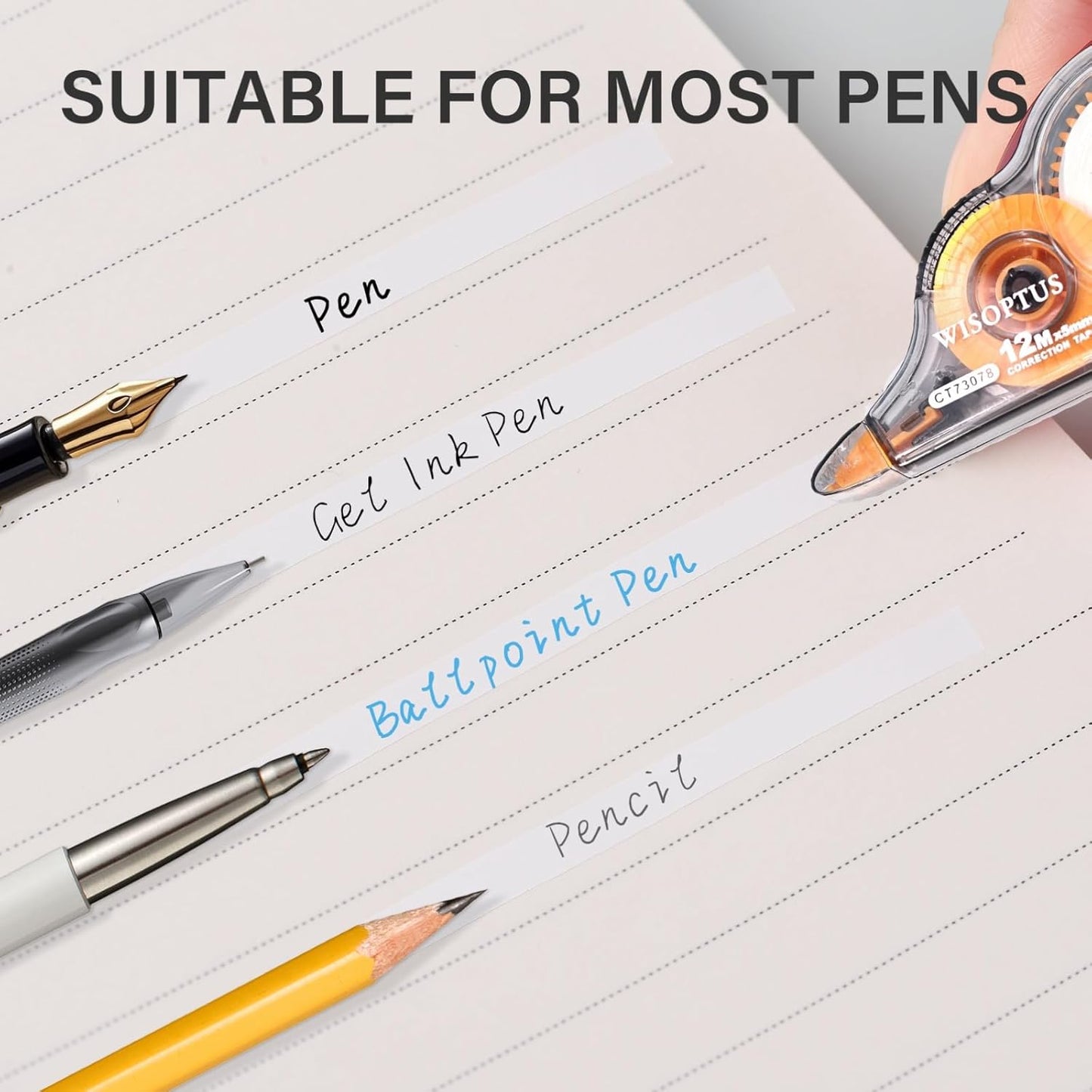 32PCS White Correction Tape with Dispenser, 39.37ft Each, Fast Clean and Easy-to-Use Tear-Resistant Correction Tape Office School Supplies, Blue/Orange