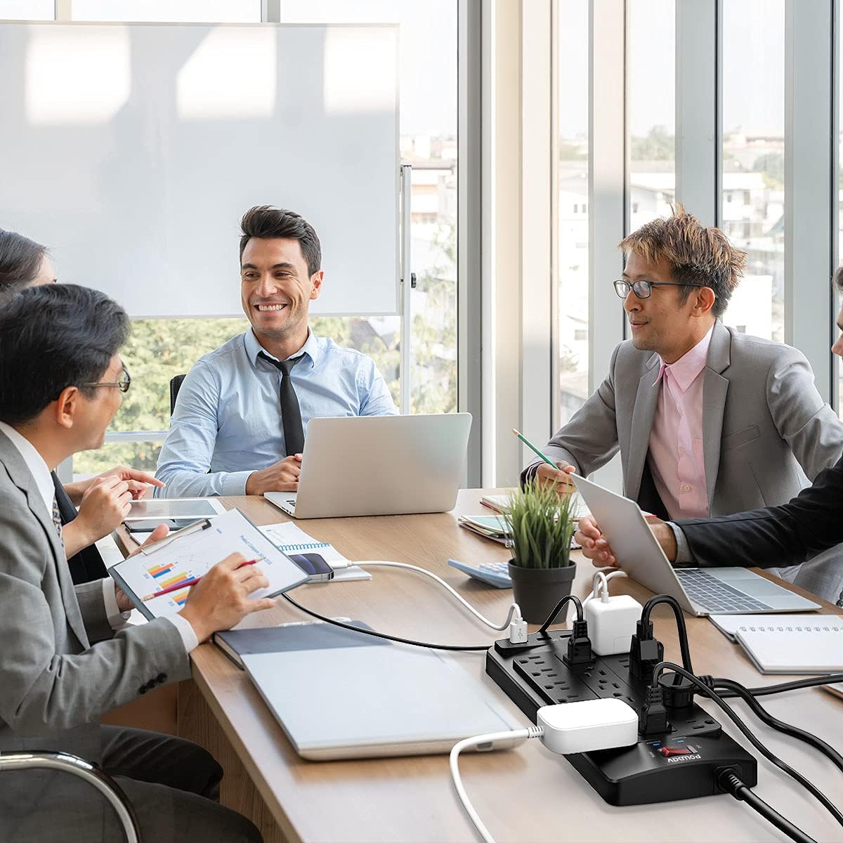 18 Outlets Surge Protector Power Strip - 20 Feet Flat Plug Heavy Duty Extension Cord with 18 Widely Outlets and 4 USB Ports, 2100 Joules, Black, ETL Listed