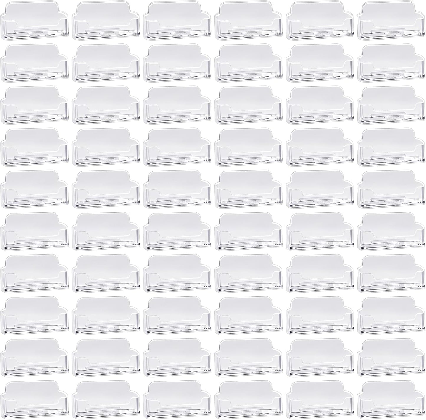 60 Packs Clear Acrylic Business Card Holder Bulk, Clear Card Stand Label Display Table Desktop Organizer for Exhibition Office(Fits 30-50 Cards)
