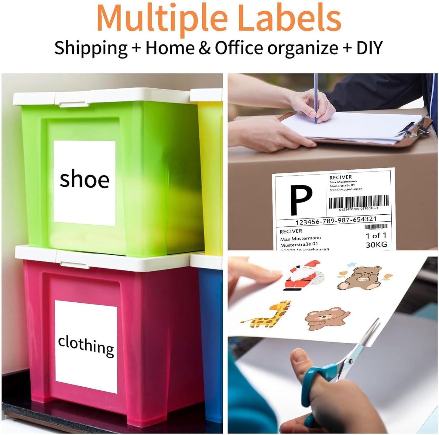 8.5" x 11" Sticker Paper for Inkjet Printers - 400 Sheets Full Sheet Shipping Labels Printable Full Page Labels 8.5×11 White Sticker Paper for Laser Printing - Matte