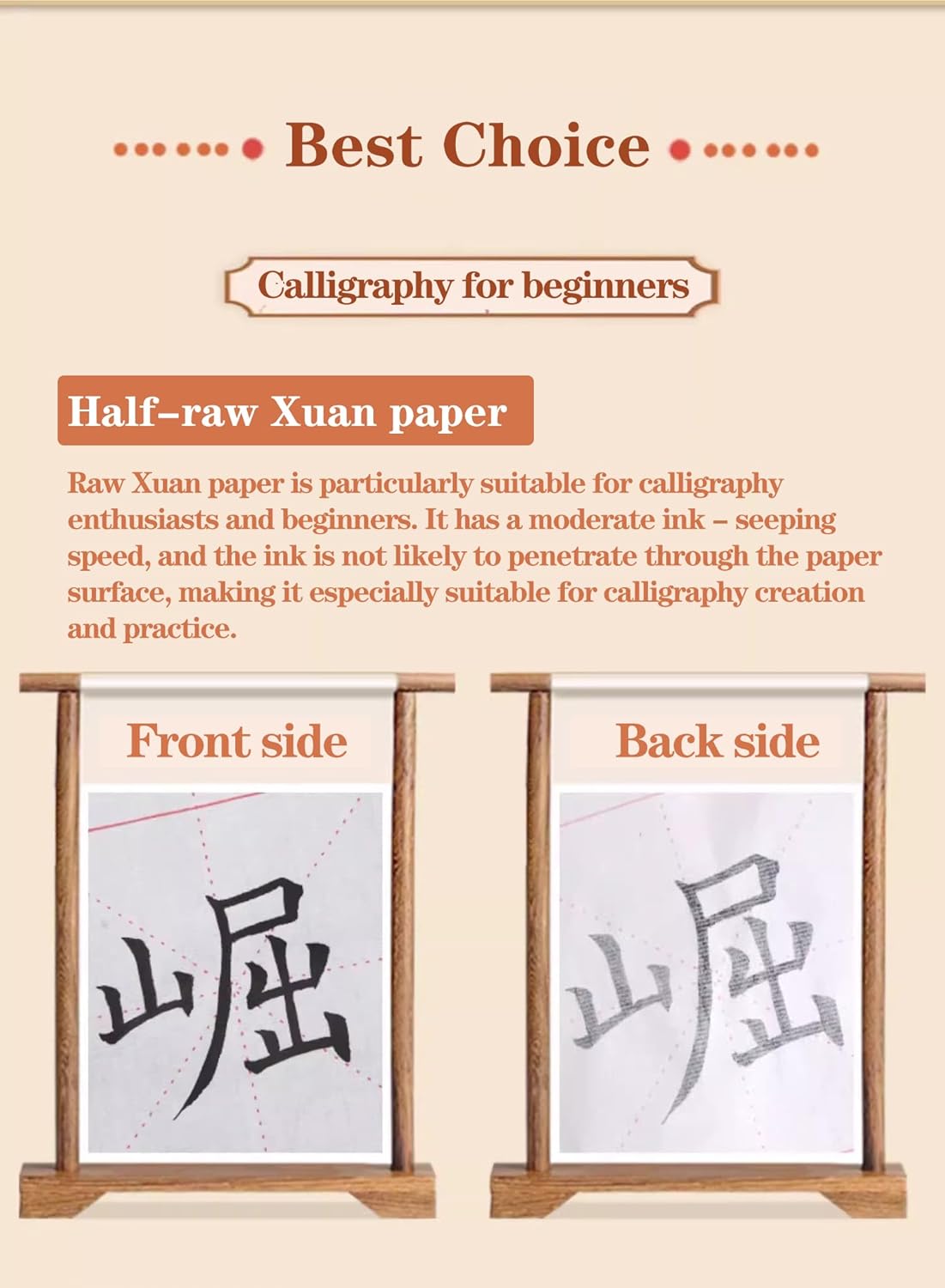 Chinese Calligraphy Practice Paper with Grid, 100 Sheets, White Rice Paper for Brush Writing, Xuan Paper (White, Grid-10cm)