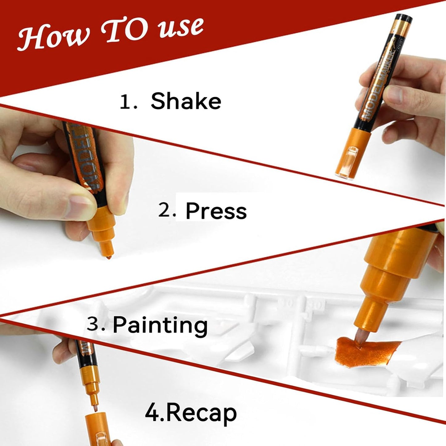 8-Color Glitter & Metallic Shimmer Acrylic Paint Markers - Chisel Tip 1-5mm, Permanent Super Golden Metallic Markers for Repairing, Model Painting, DIY Art Projects