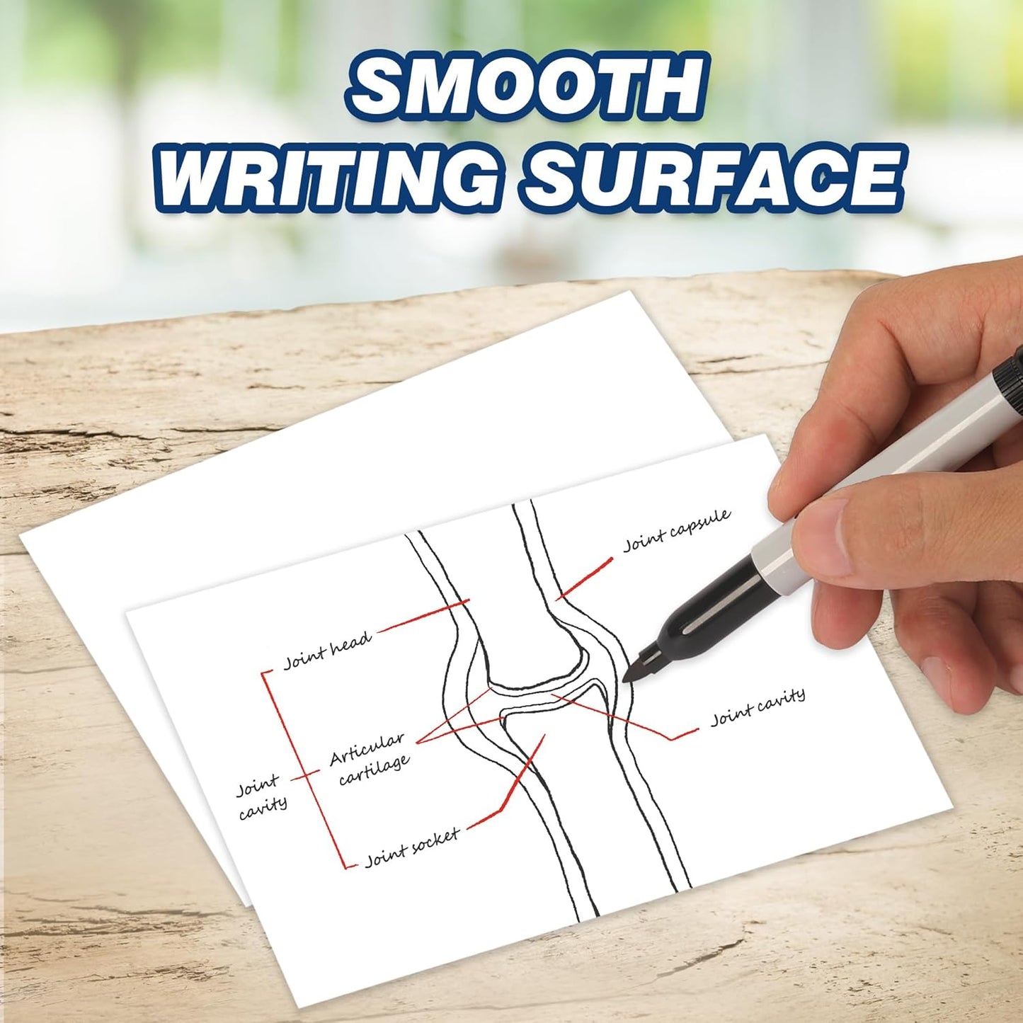 Chell 200 Count Blank Index Cards 5x8 Inch Heavyweight, No Bleed-Through, Double Side Unlined, 74 lb. Cover Weight, White