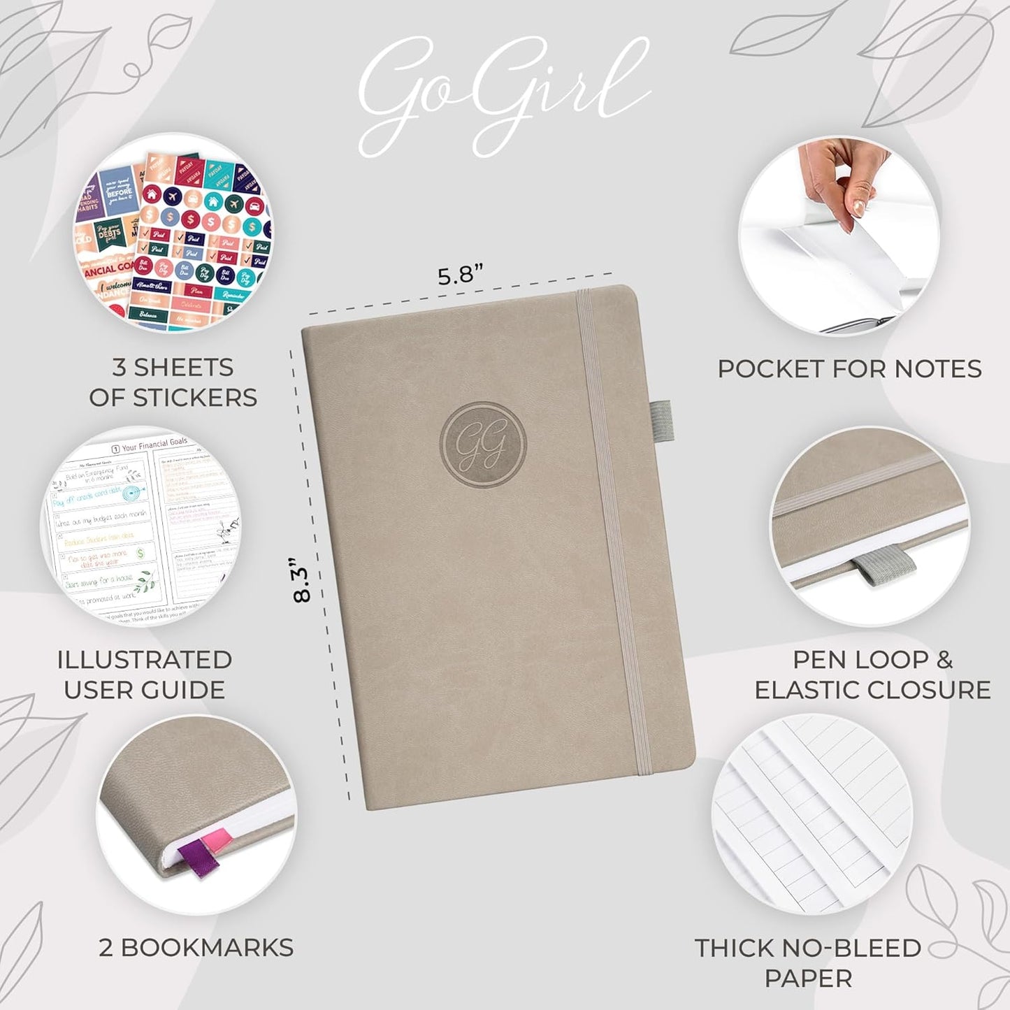 GoGirl Budget Planner – Monthly Financial Planner Organizer Budget Book. Expense Tracker Notebook Journal to Control Money, A5 (Gray)