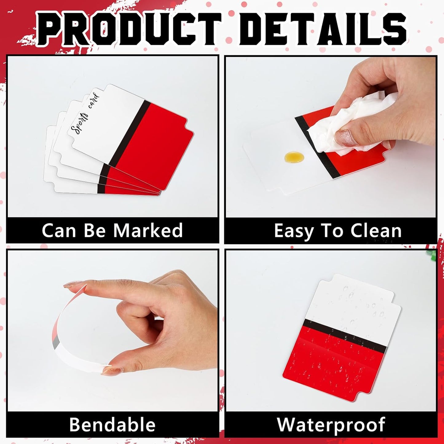 50pcs Red and White Trading Card Dividers Plastic Index Card Storage Dividers with Tabs Card Separators for Sports Recipe Game Card Organize