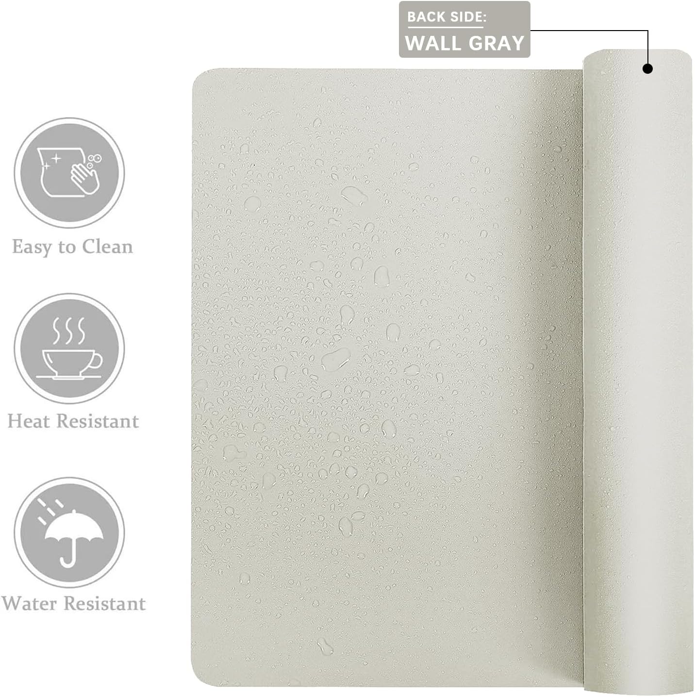 Aothia Double-Sided PU Leather Desk Pad - Non-Slip Large Mouse Pad & Desk Mat for Office, Home - Waterproof, Easy to Clean, Durable Dual-Sided Surface (Wall Gray, 23.6" x 13.7")