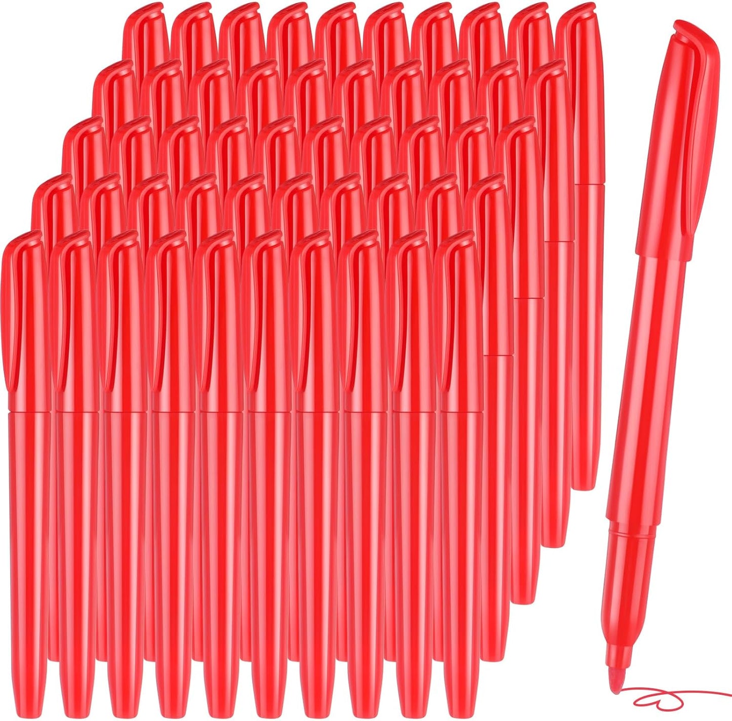 Cholemy 50 Pcs Chisel Tip Highlighter Pens Bulk Pocket Style Highlighter Markers for Adults Kids Organizing Coloring Underlining Home School Office(Red)