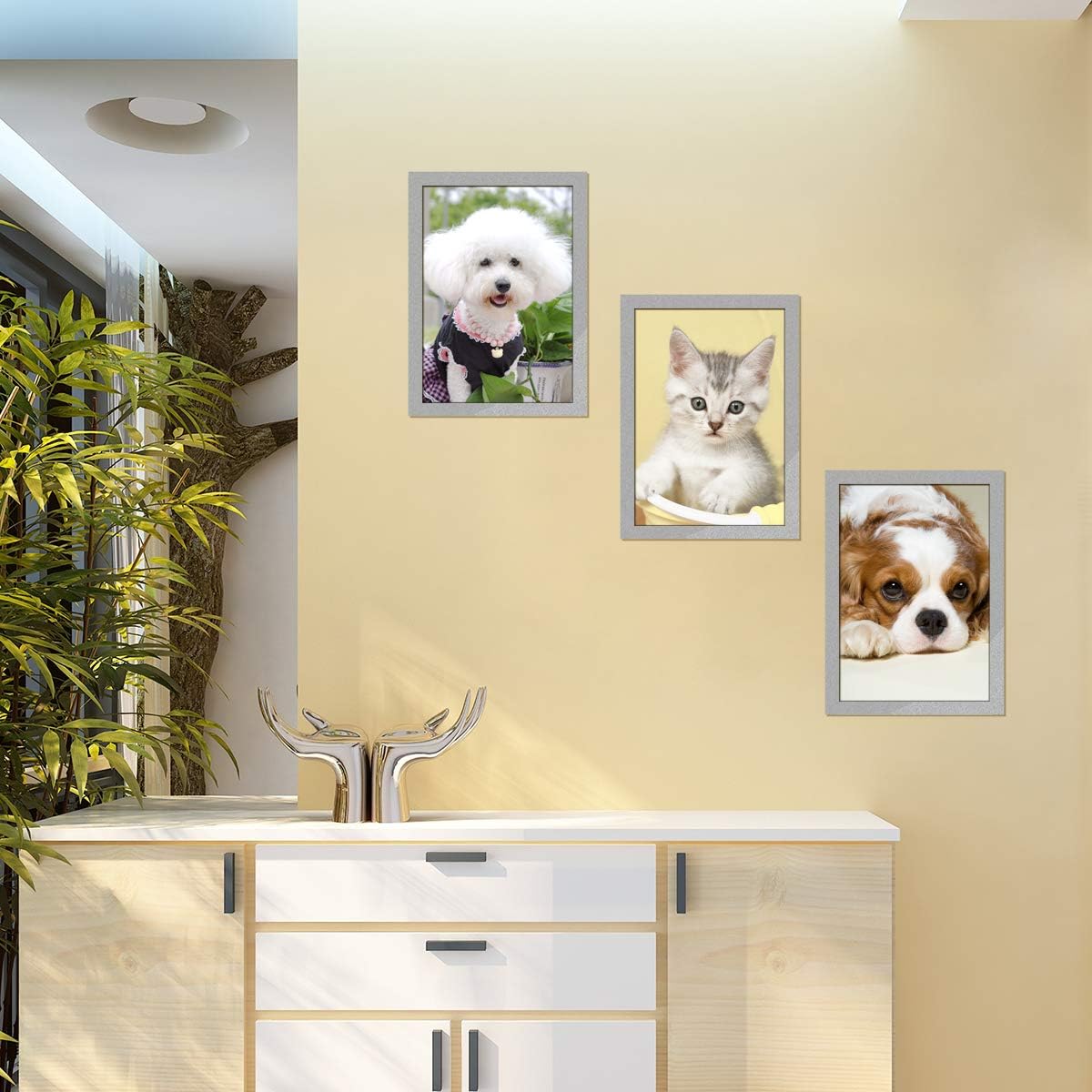 Document Sign Holder Pockets with Adhesive Back, Plastic Poster Picture Notice Display Frame for Window/Door/Wall/Cabinet, 8.5 x 11.6 Inches, Silver, 2 Pack