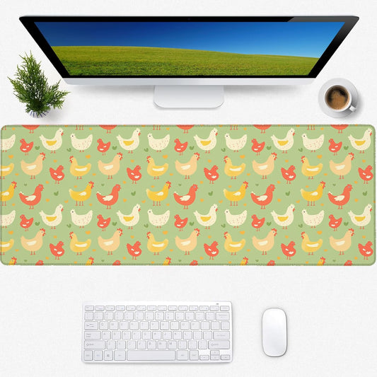 Chicken Gaming Mouse Pad, Desk Mat, Non-Slip Rubber Base Cool Aesthetic MousePads for Computer Laptop Keyboard Office School Home Desktop Accessories Decor 31.5" x 11.8"