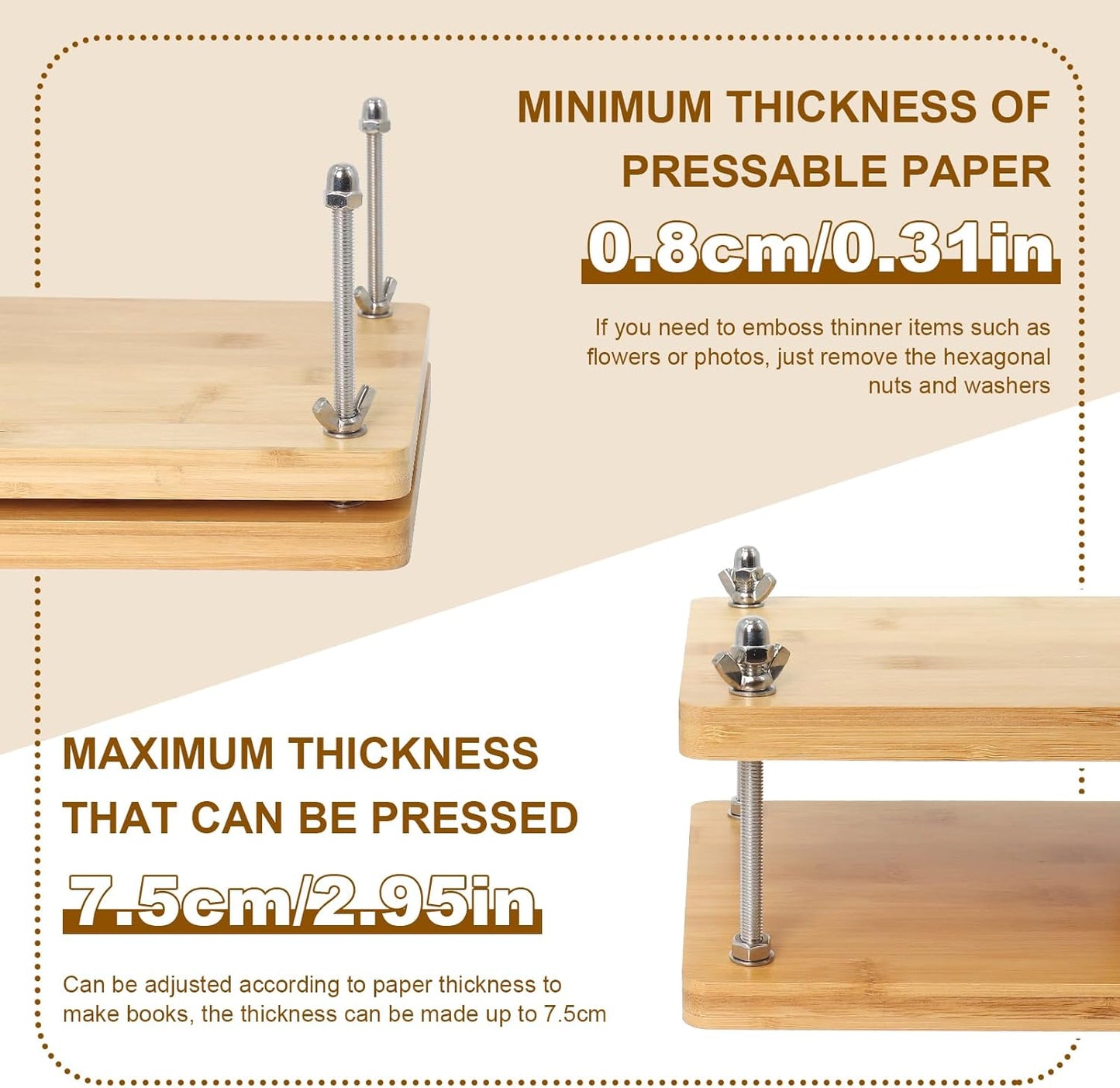 Book Binding Kits for Beginners, 7.9”x11.6” Inch Wooden Book Press, Bookbinding Kit Bookbinding Tools with Bone Folder, Awl, brush, Cloth, Needles for DIY Bookbinding, BookRepair, Handmade Crafts