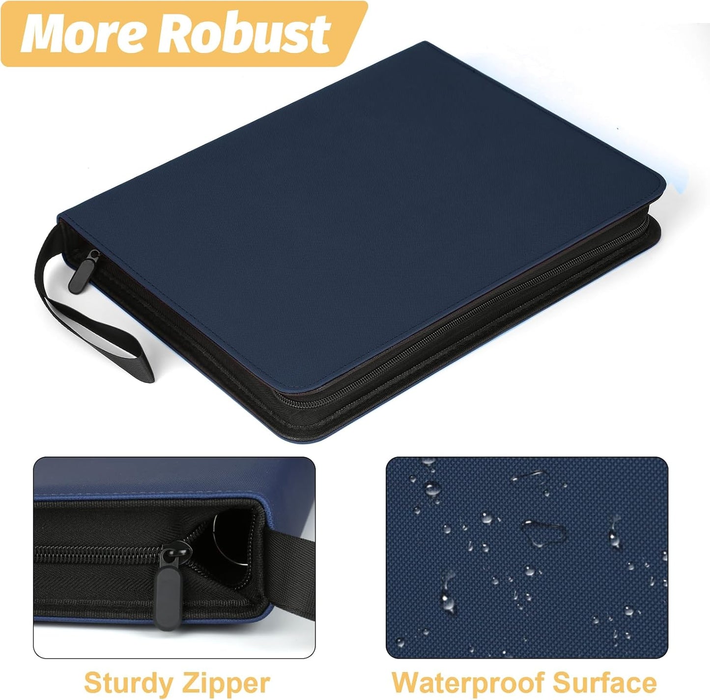 9 Pocket Card Binder, Premium Zip Trading Card Binder, 720 Double Sided Pocket PU Card Collection Binder, Collector Card Album, Card Folder for MTG, TCG, Sports Cards, Game Cards (DARK BLUE)