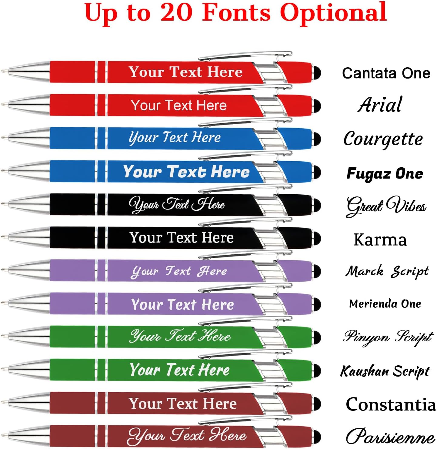Personalized Pens with Name Logo or Message, Up to 1200 pcs Bulk Custom Metal Ballpoint Pen with Black Ink Customized Gift for Business, Graduation and Promotions (Red)