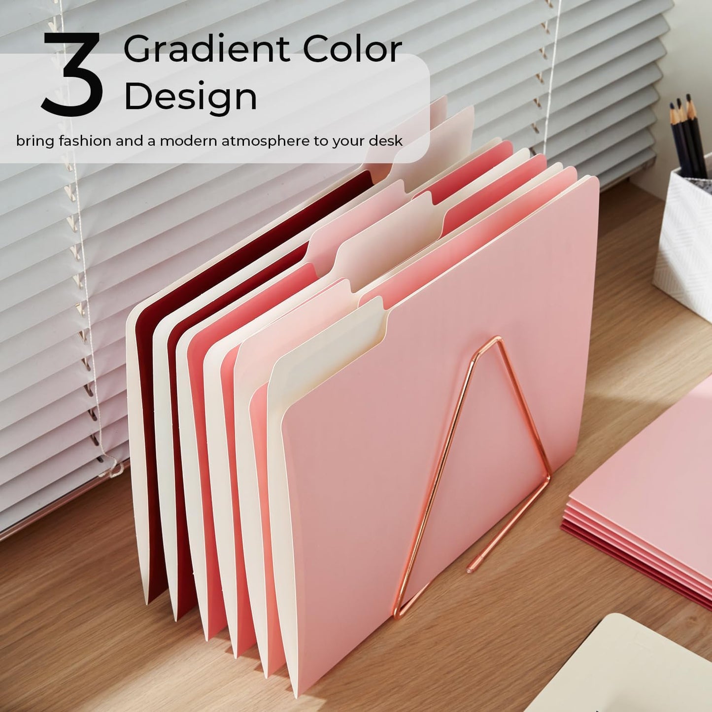 Y YOMA 12 Pack Colored File Folders Letter Size Gradient File Folder with 1/3-Cut Tab Cute Pretty Decorative Heavyweight Filing Folder File Organizers for Office School Home Desktop, Cute Pink