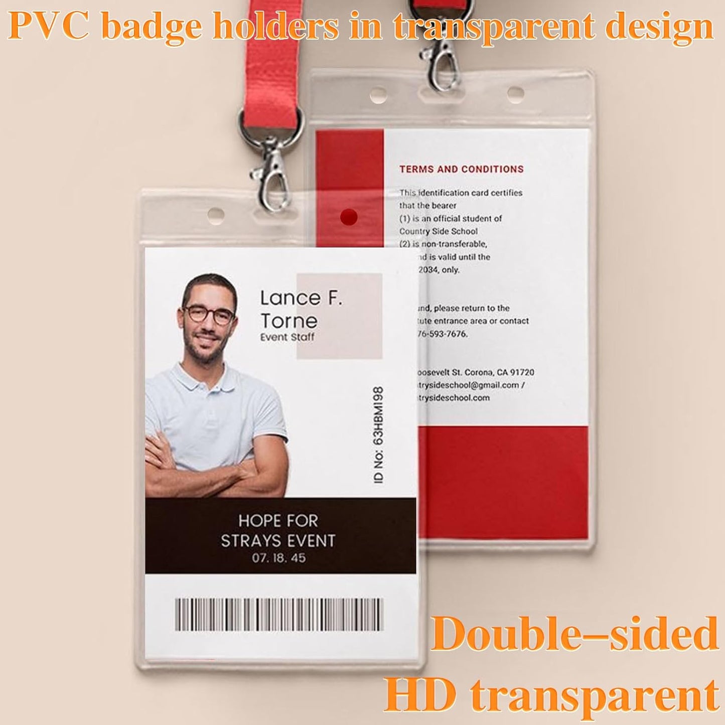 250 Pack Name ID Badge Holder-Plastic Badge Holder for Lanyard, Vertical Extra Thick 3.9" x 2.7" Waterproof Name tag Holder for School/Office/Hospital/Exhibition/Party/Cards Credit Card