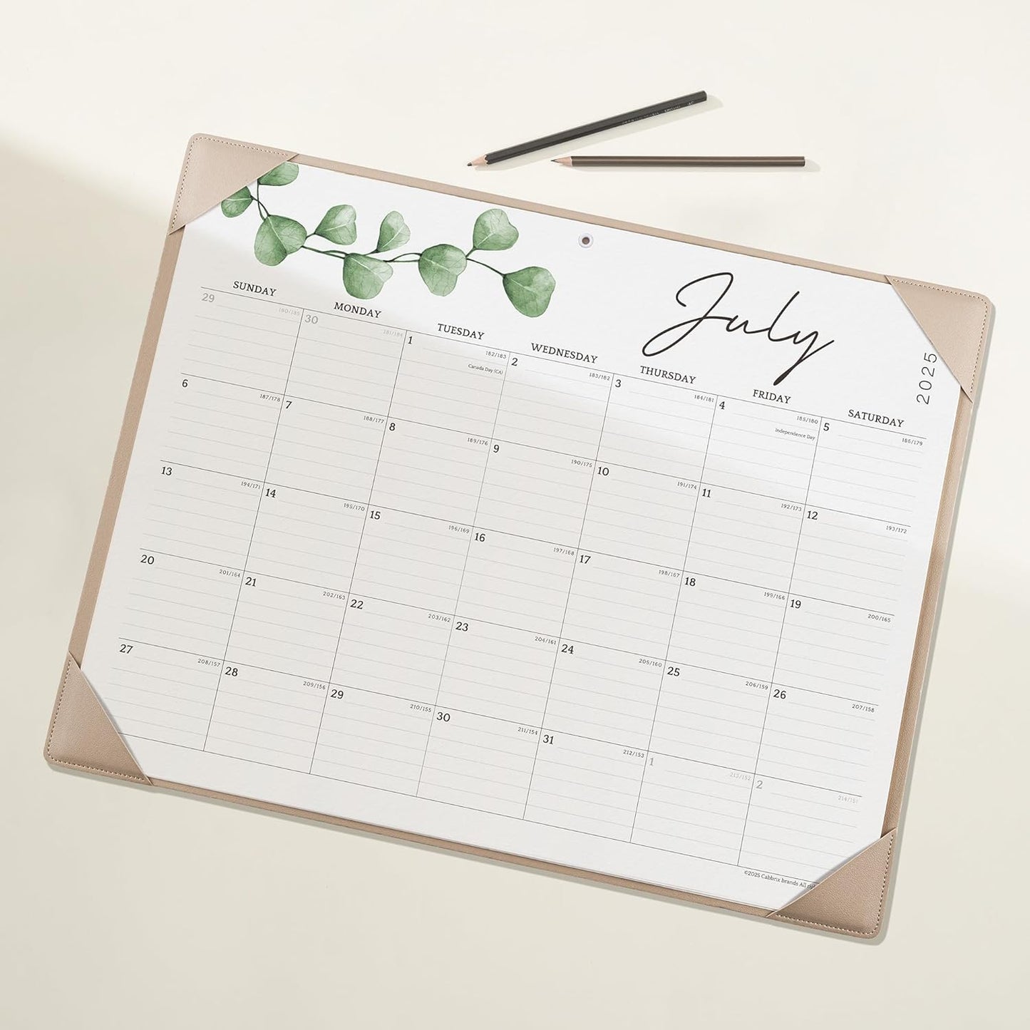 Cabbrix Desk Calendar 2025-2026 with Desktop Mat, Large Desk Pad Calendar 21" x 16-1/2" July 2025 to December 2026, Desk Blotter Calendar for Home School and Office, Apricot