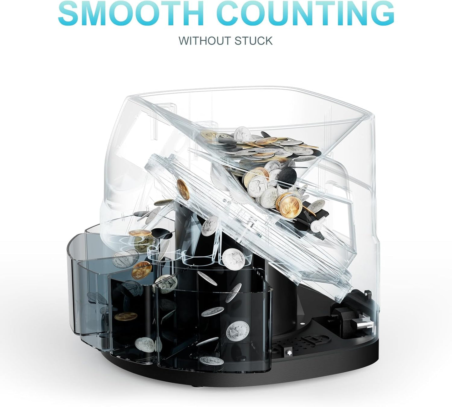 Aneken Coin Counter and Sorter with TFT Display - Accurate Sorting Machine for 5 Denominations, Smooth Operation at Up to 300 Coins Per Minute, Ideal for Efficient Money Management,Black