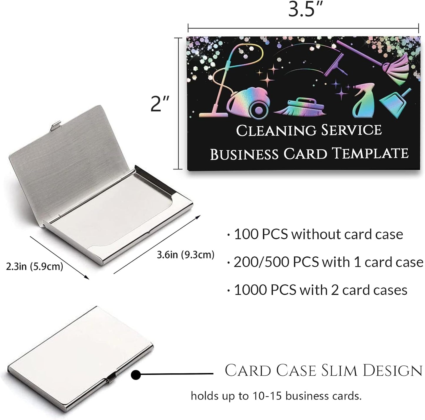 Custom Business Cards Personalized Business Cards for Small Business 300gsm Matte Paper Front & Back Sides Printed 3.5" x 2" - Cleaning Service Template