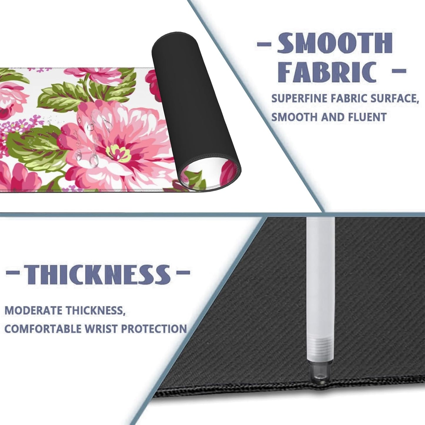 Bee Large Gaming Desk Mat,Rubber Non-Slip Bumble Floral Mouse Pad,31.5x11.8x0.12in Extended Multiple Colors Cute Sketch Bees Mousepad,Game Lover Mice Pads Gifts,Office Home Deskmat Decor