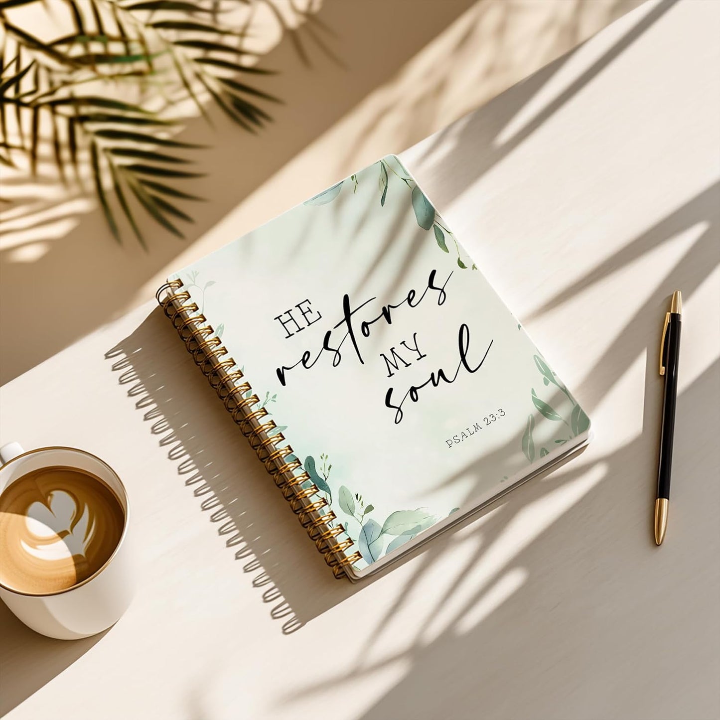 Bible Notebook, A5 Spiral Christian Journal with Floral Pink Butterfly Notebook, Bible Verse-I Can Do All Things Through Christ Who Strengthens Me, Inspirational Notebooks for Women, Bible Study, Gift for Birthday Christmas, Office Supplies (Light blue)