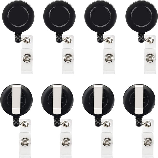 JANYUN 50 Pcs Retractable Badge Reel Clips Holder for Hanging ID Card Name Key Chain (Black)