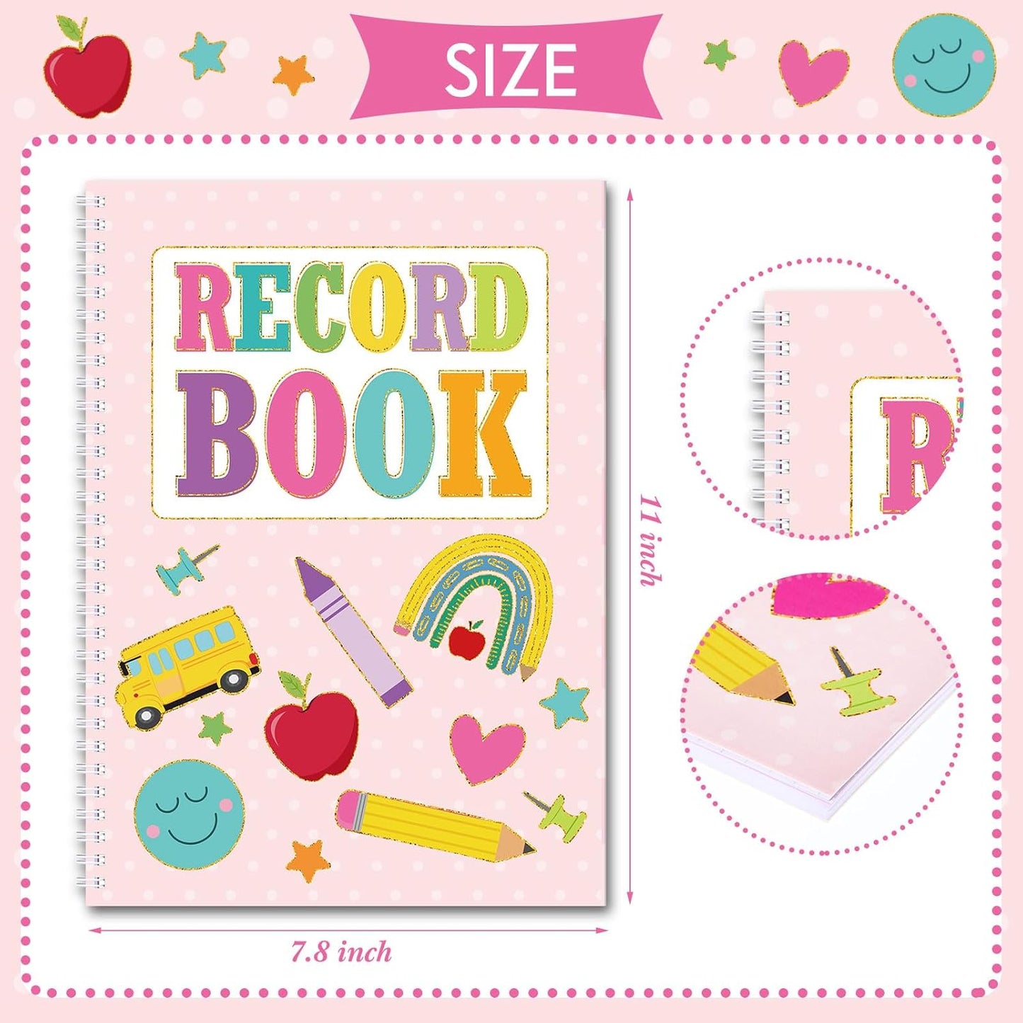 Fuyoooo Teacher Record Book Teacher Grade Books 2025-2026 Spiral Bound Record Class Grade Book Office Favors Gift for Classroom Attendance Supplies Decoration Double Sided(Pastel)