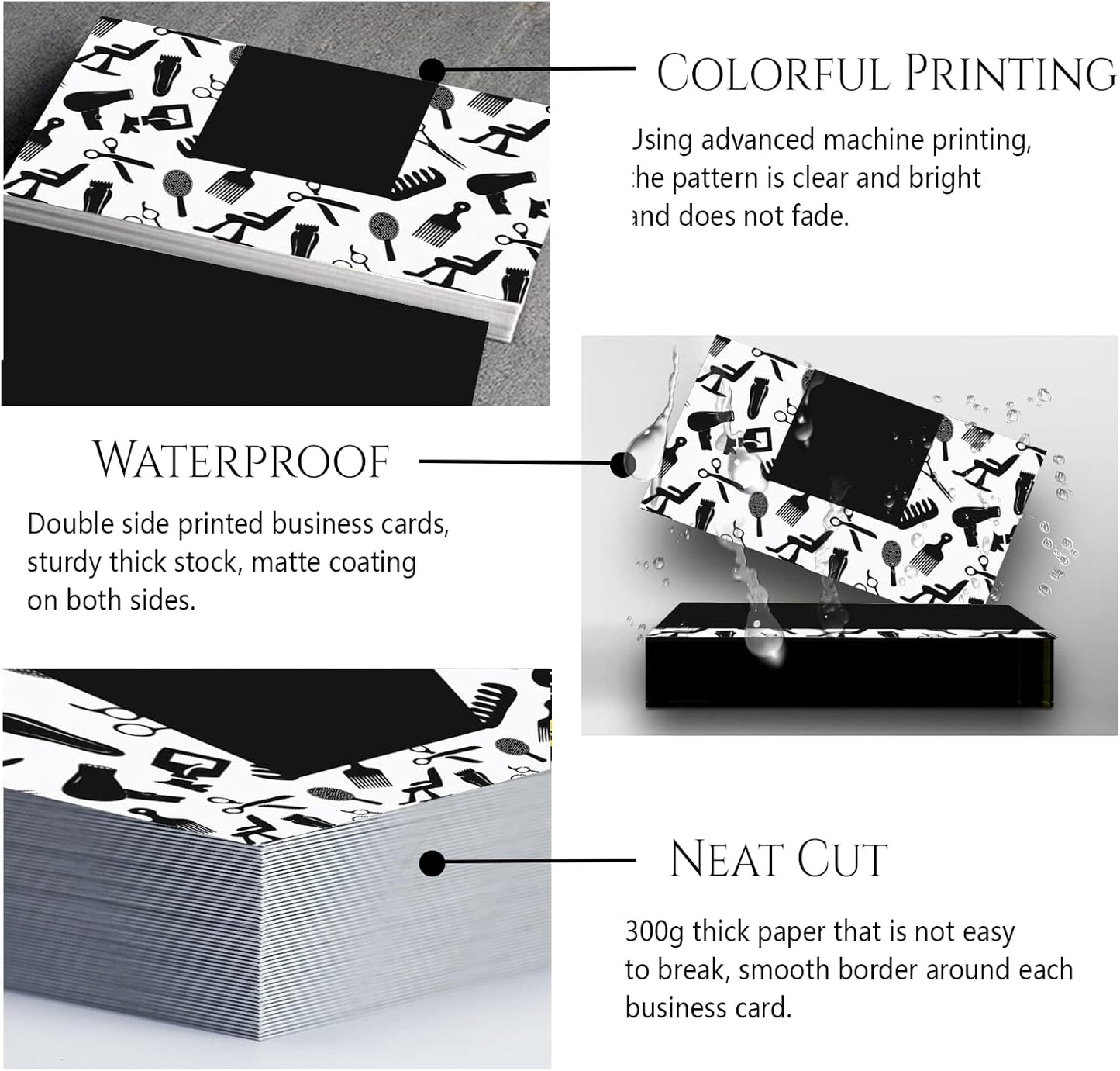 Custom Business Cards Personalized Business Cards for Small Business 300gsm Matte Paper Front & Back Sides Printed 3.5" x 2" - Barbershop Template