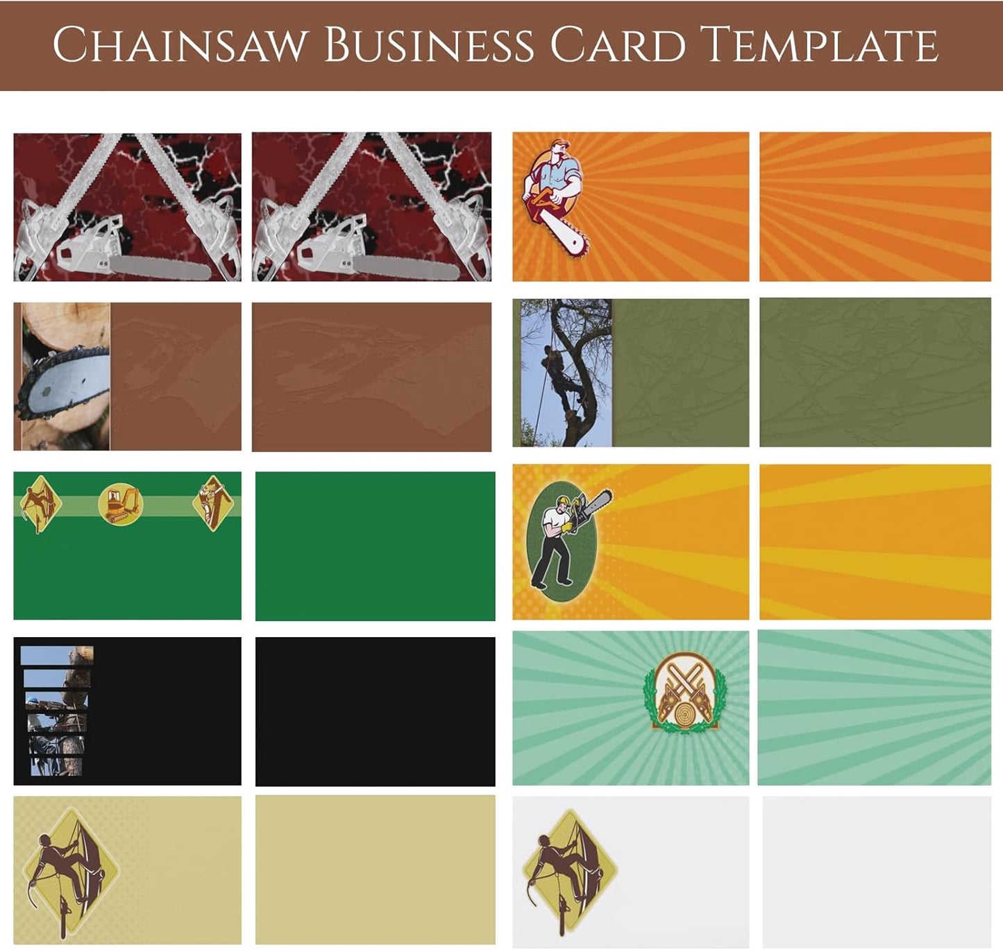 Custom Business Cards Personalized Business Cards for Small Business 300gsm Matte Paper Front & Back Sides Printed 3.5" x 2" - Chainsaw Template