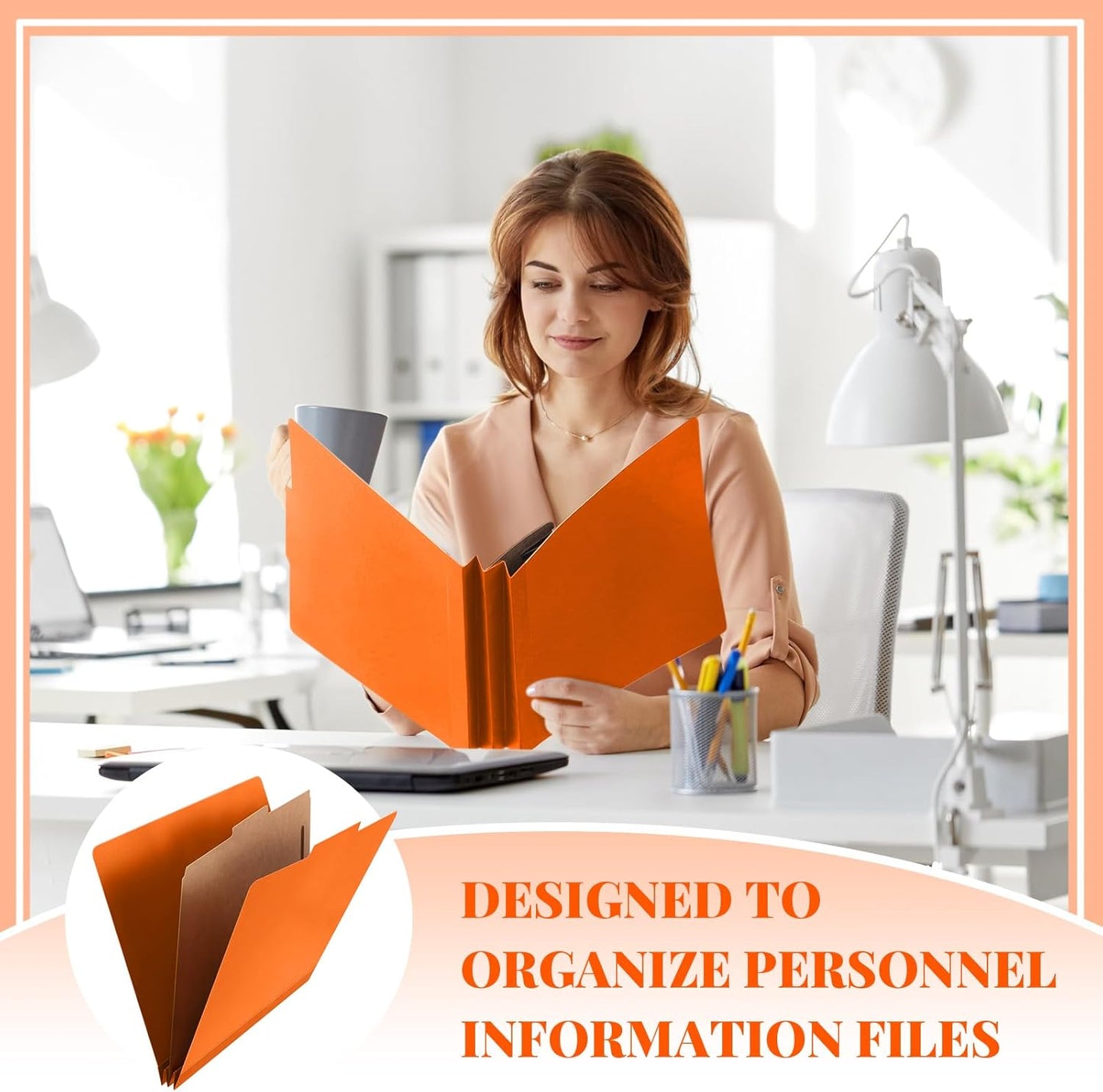 72 Pcs Classification Folders Letter Size, 1 Divider Pressboard File Folder with Fasteners, Expanding File Organizer Bulk for Teachers, Clergy, Office, Church, Christmas Donations (Orange)