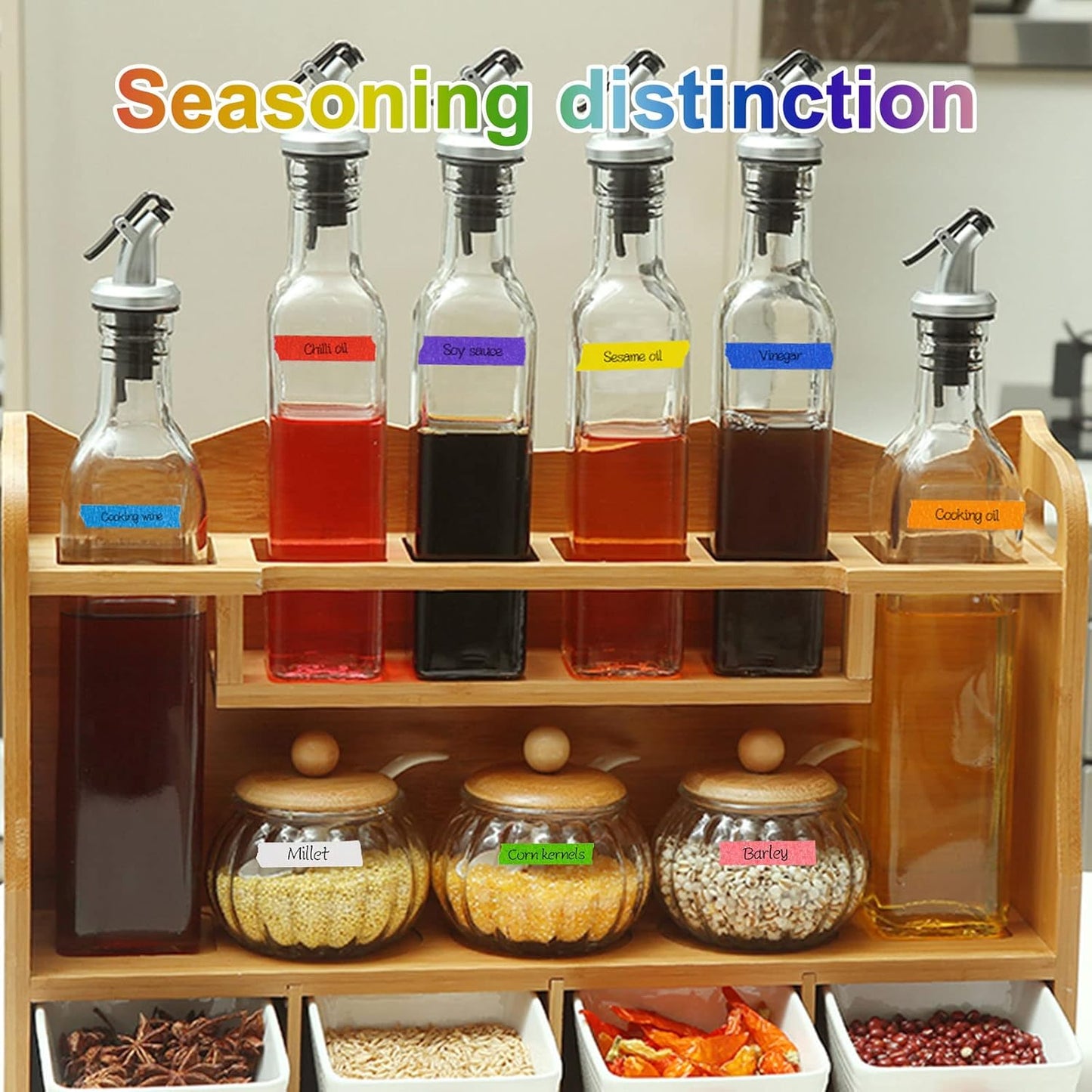 BOMEI PACK 8 Rolls Rainbow Colored Masking Tape, 1inch x 180ft Each roll Craft Painter Tape for Arts,Craft,Labeling Colorful