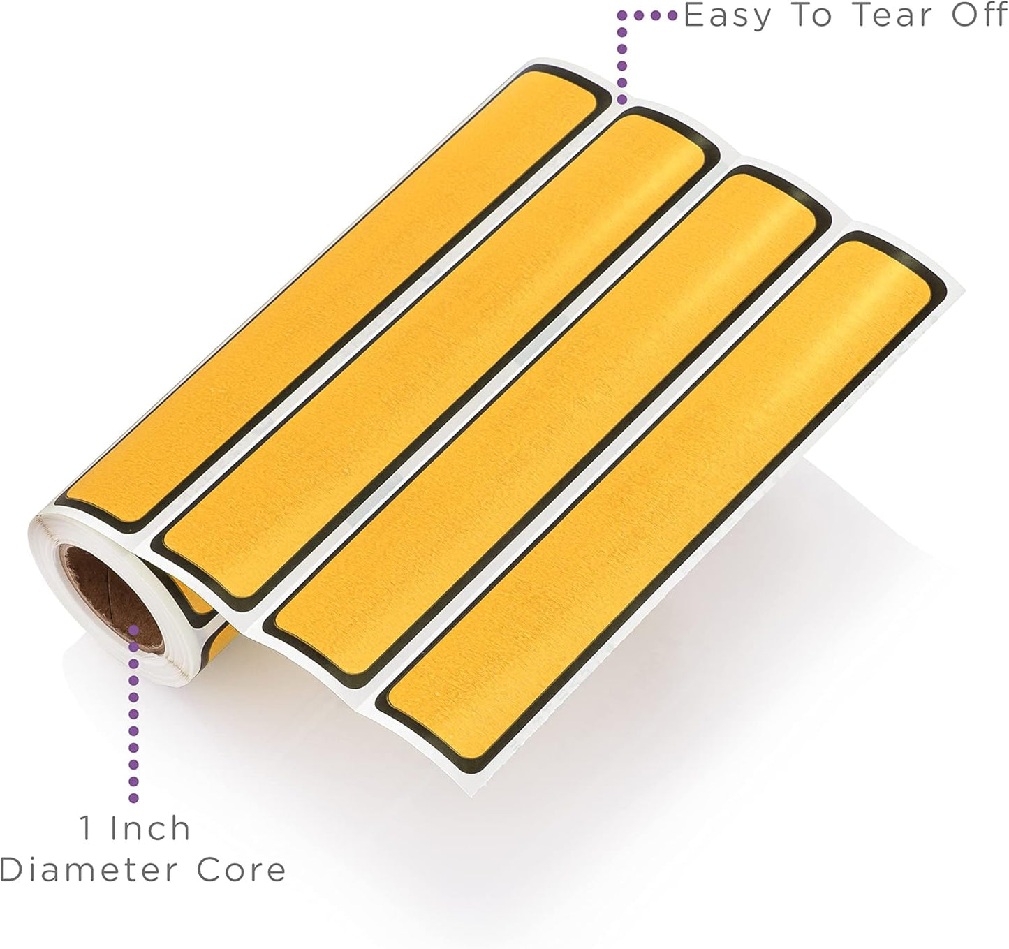 Carstens Adhesive Sticker Labels, 5 3/8” x 1”, Binder Labels for 1” Ring Binder Spines, Goldenrod, Roll of 200
