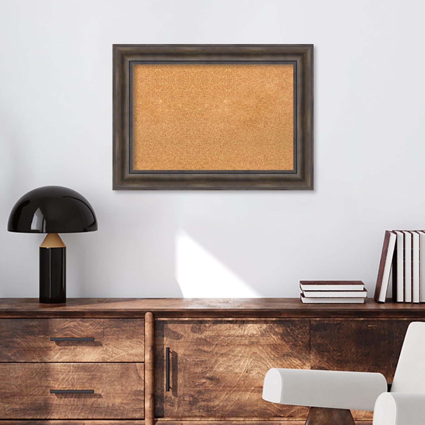 Amanti Art Natural Cork Board for Wall, 21x29 Vision Board with Brown Wood Frame, Medium Corkboard Office Decor for Home Organization, Country Rustic Corkboard Pinboard to Display Items for Home