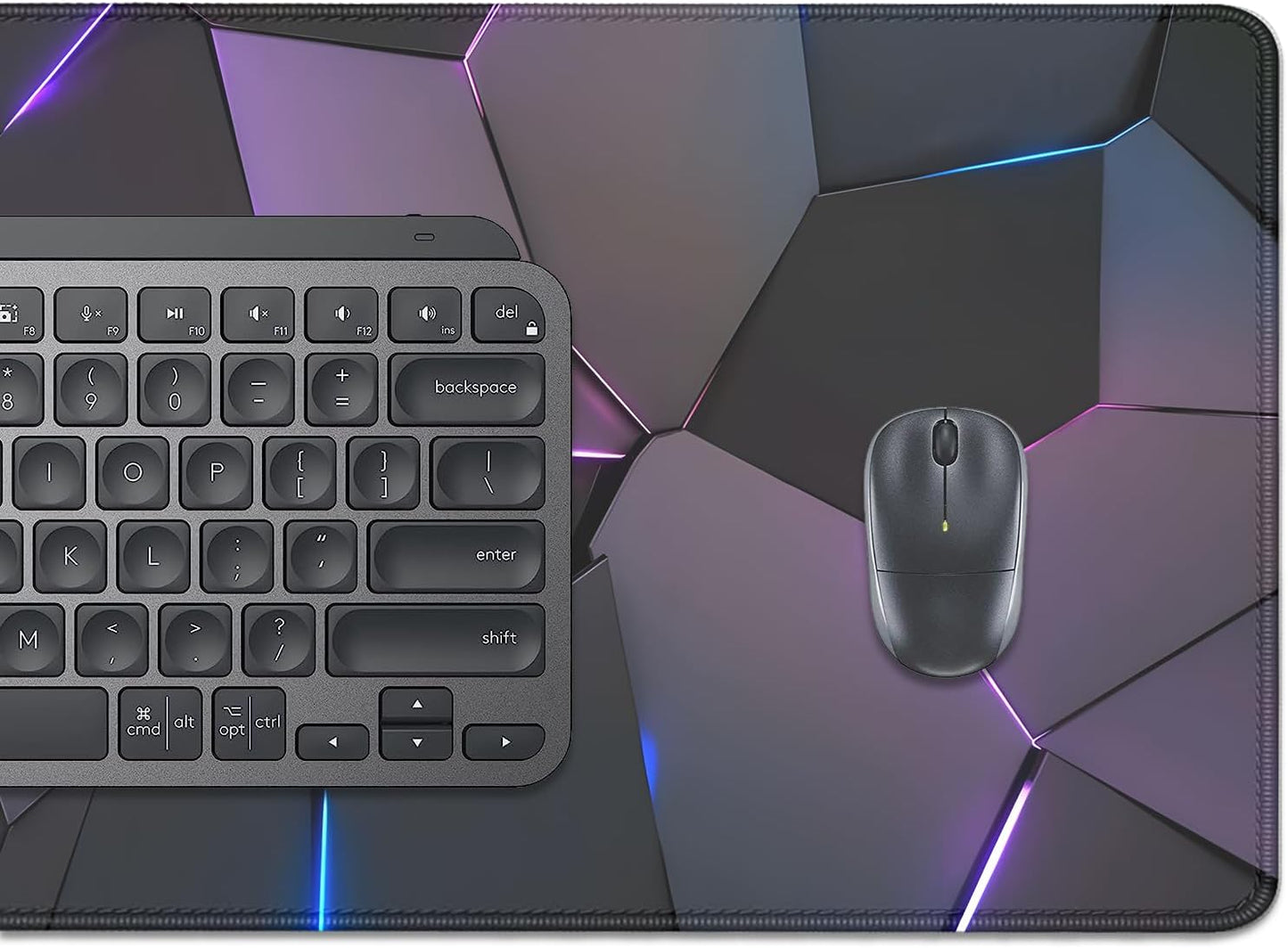 Cool Polygons Desk Pad Mouse Pad,Large XL Technology Mouse Mat with Stitched Edges,Non-Slip Rubber Base Mousepad for Office PC Keyboard Laptop and Home Work Desk Mat(27.5X11.8 in)