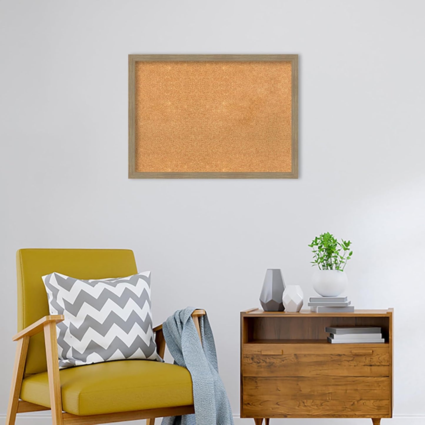 Amanti Art Natural Cork Board for Wall, 22x30 Vision Board with Brown Wood Frame, Medium Corkboard Office Decor for Home Organization, Casual Corkboard Pinboard to display items for home organization