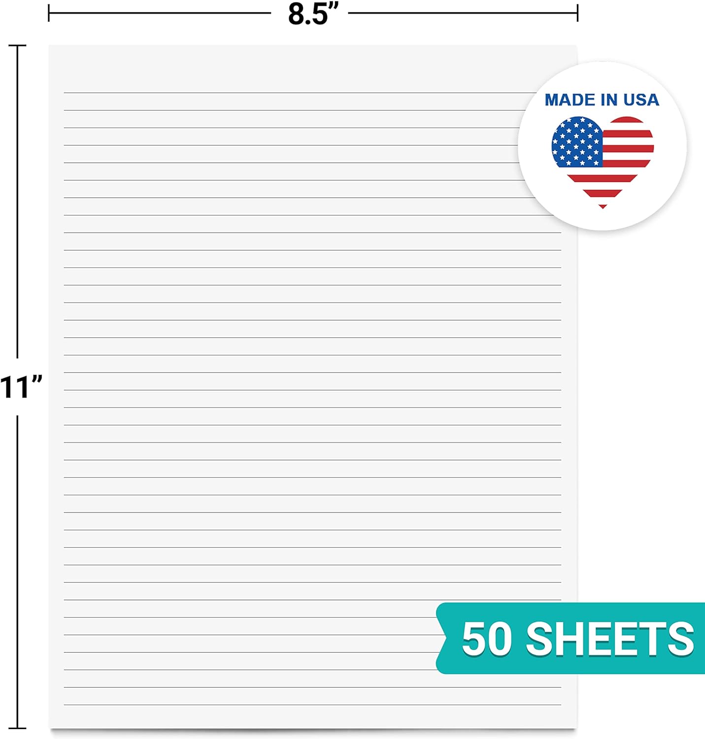 321Done Ruled Notepad (8.5" x 11") College-Ruled Line Spacing, 50 Sheets, Large Letter Size Glued Edge Notepad, Tear Off, Planning Memo Pad, Made in USA - Unisex Minimalist Simple Lined
