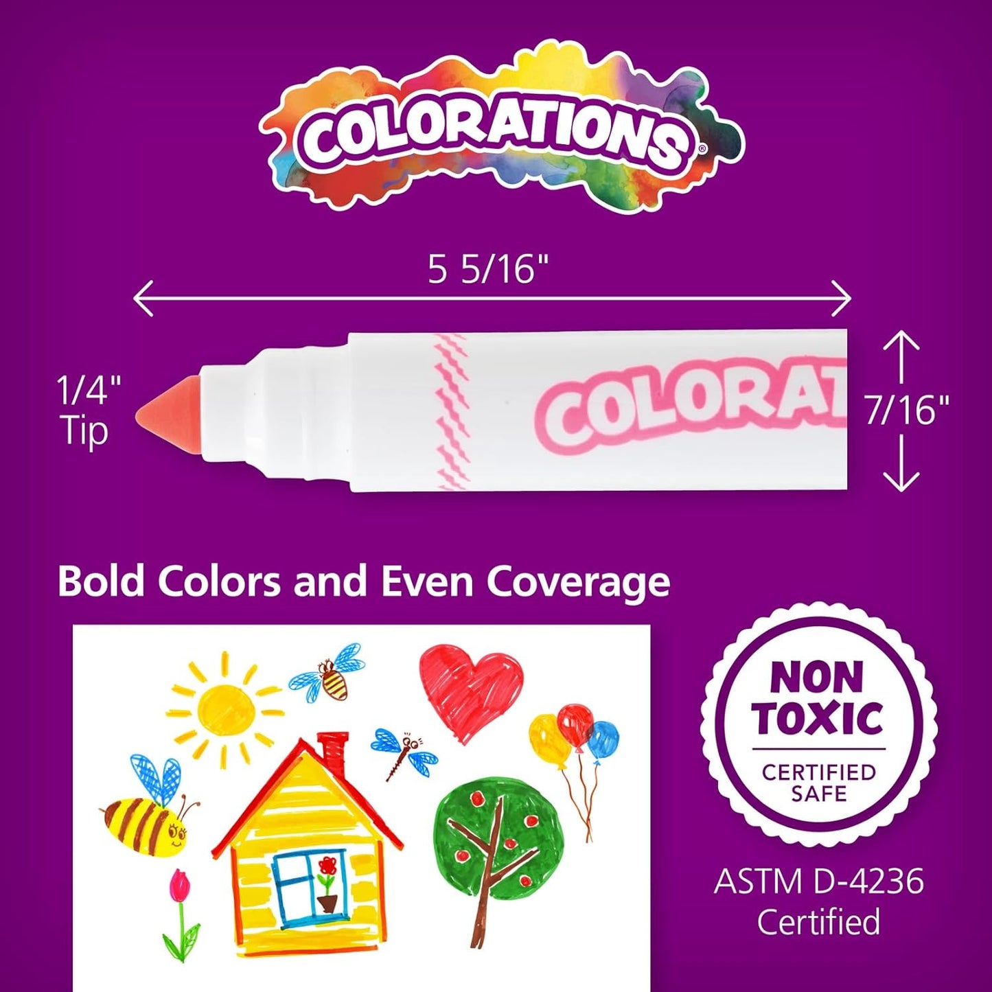 Colorations Washable Chubby Markers (Pack of 200), Classic Colors, Washable Bulk Markers, Classroom, For Kids, Preschool