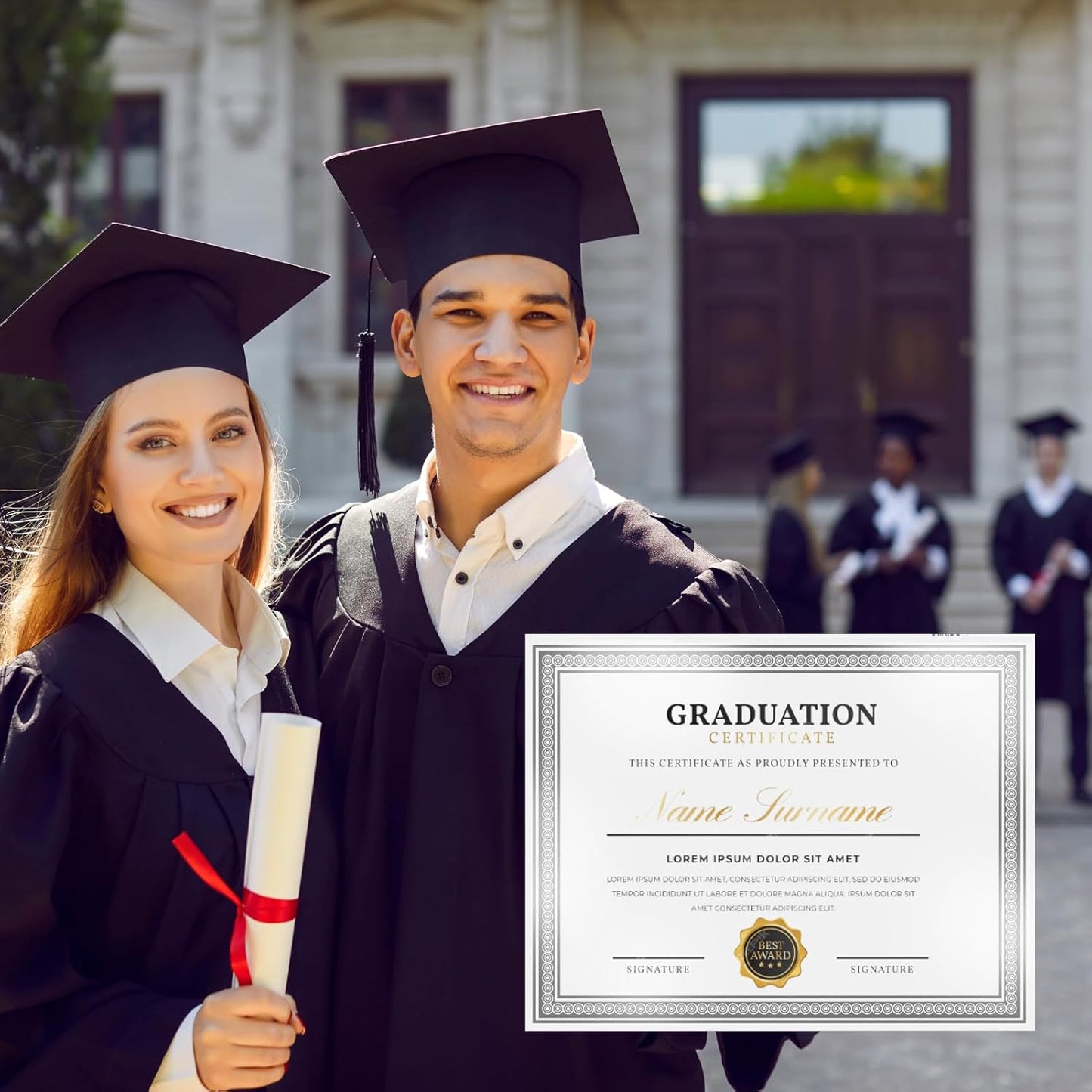 50 Count Certificate Paper 8.5 x 11 for Printing,Blank Silver Foil Border,Award Certificate Paper for Business,Graduation Diploma,School and Achievement (White)