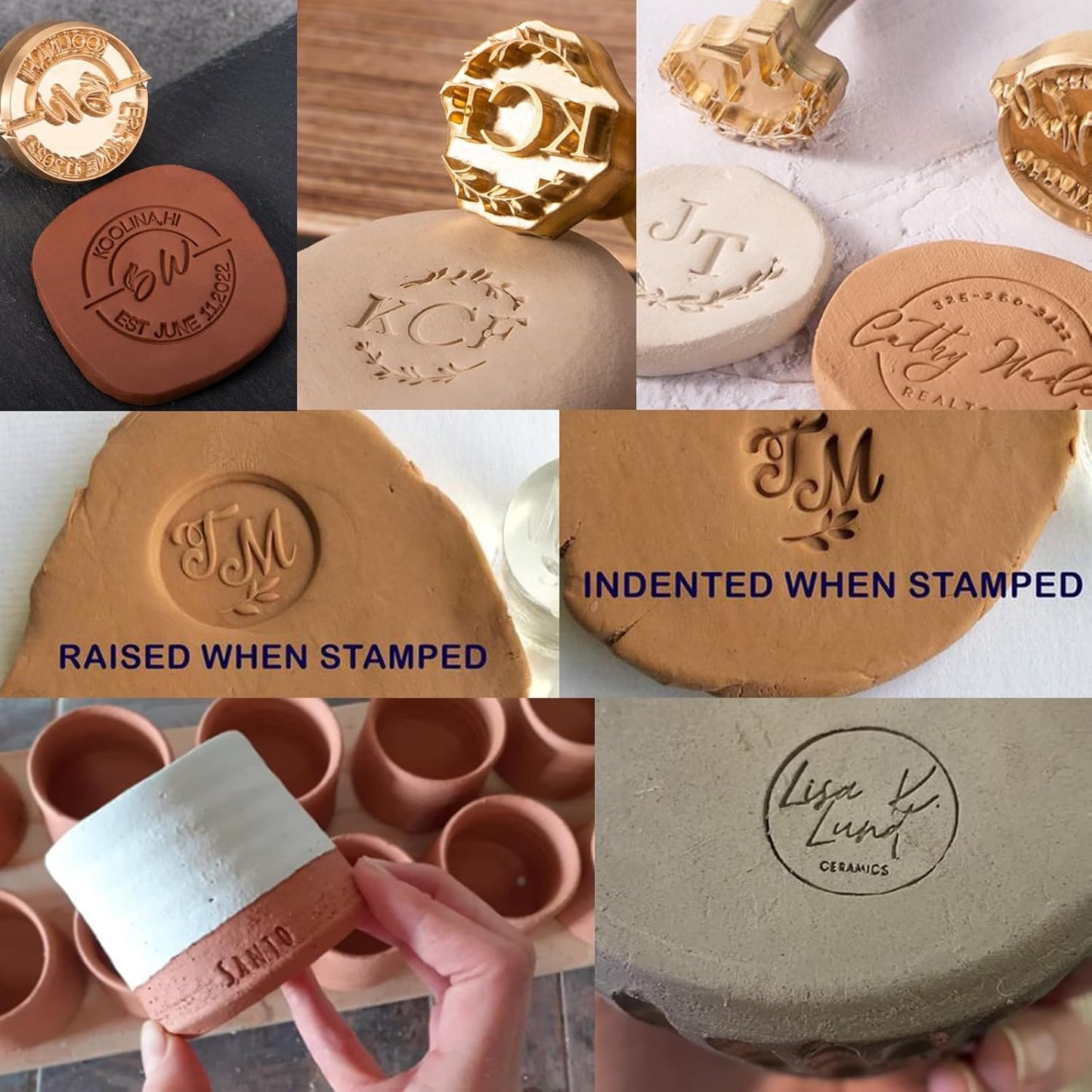 Custom Pottery Stamps for Clay Personalized Pottery Tool Kit Stamp with Own Design Signature Letters Gift for Potters DIY Lovers-3"