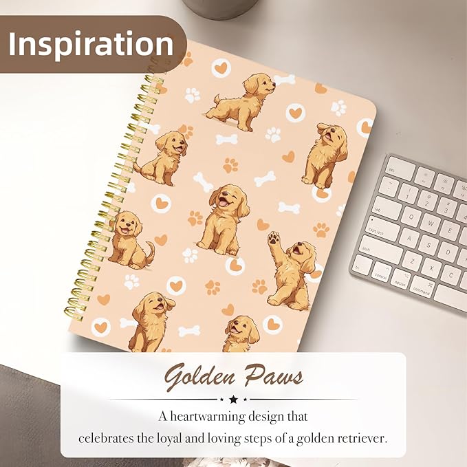 Cute Spiral Notebook journal B5 Aesthetic Pretty Design for Women Girls Kawaii with Pocket, 10 x 7.2 inch, Lined, Dogs